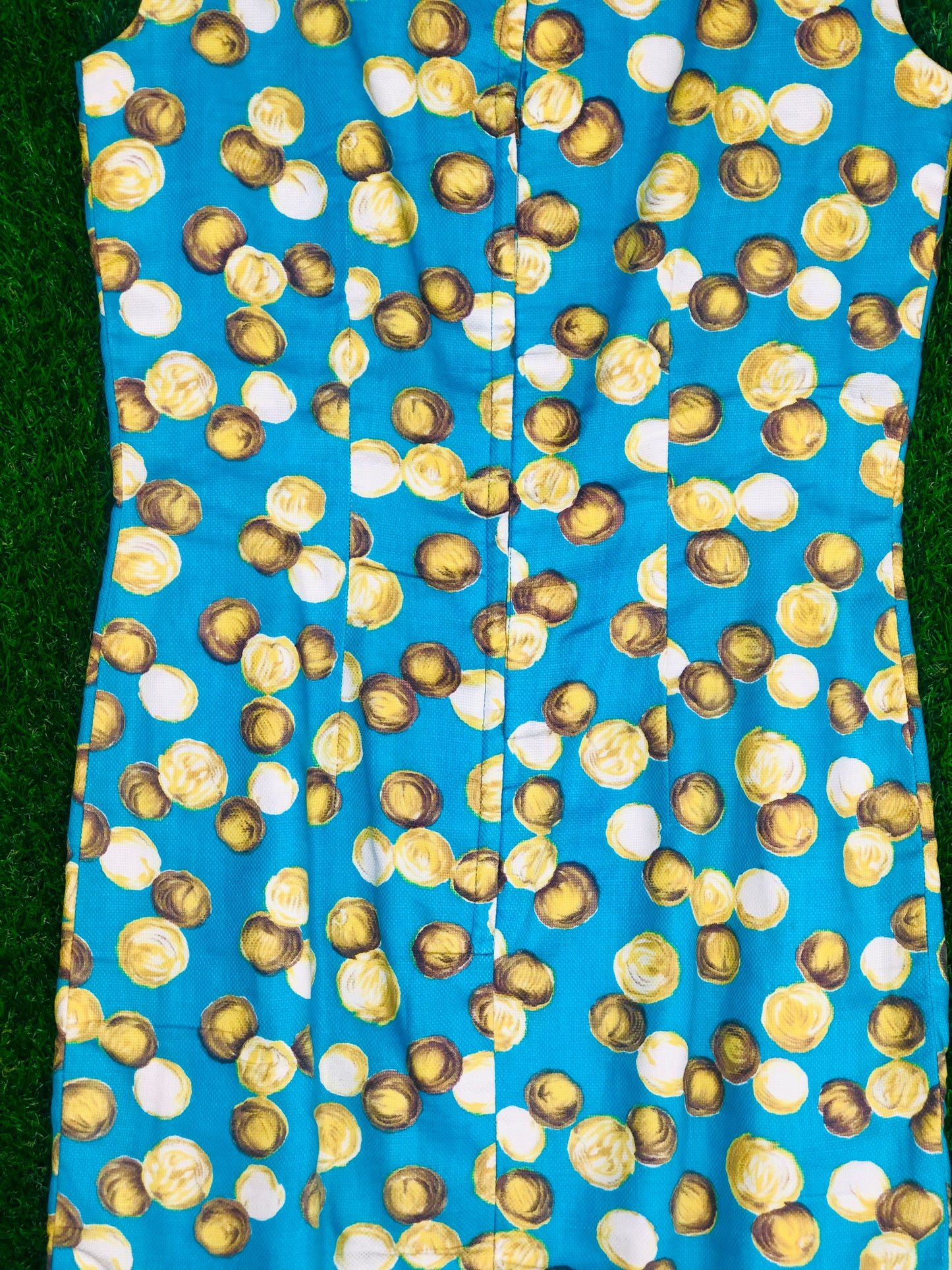 1950's 'Lettuce' 'Onion' Print Blue Wiggle Dress
