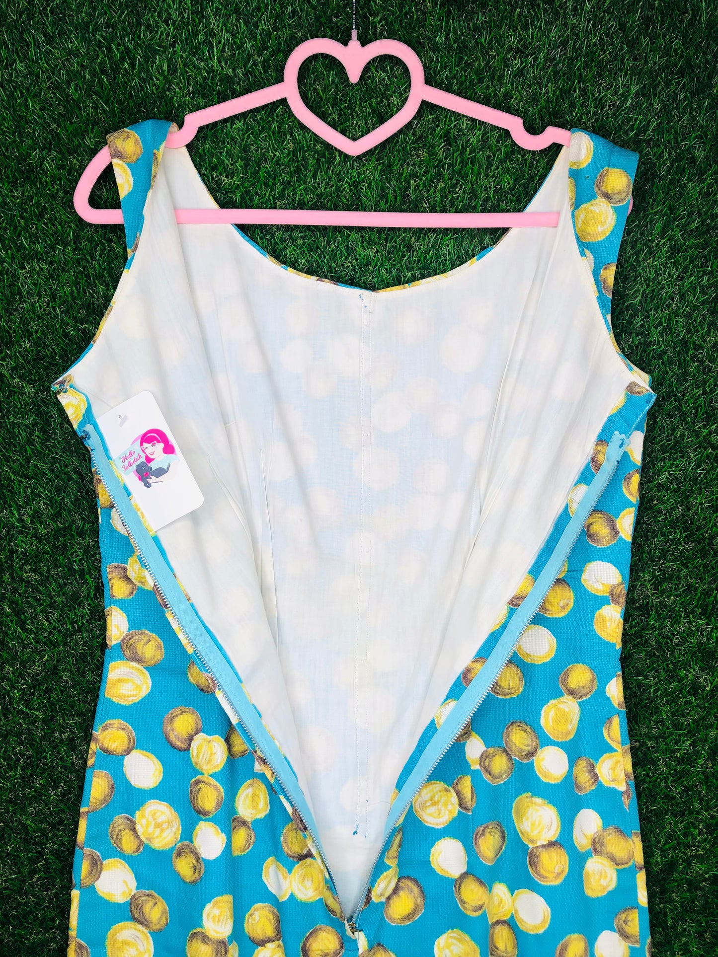 1950's 'Lettuce' 'Onion' Print Blue Wiggle Dress