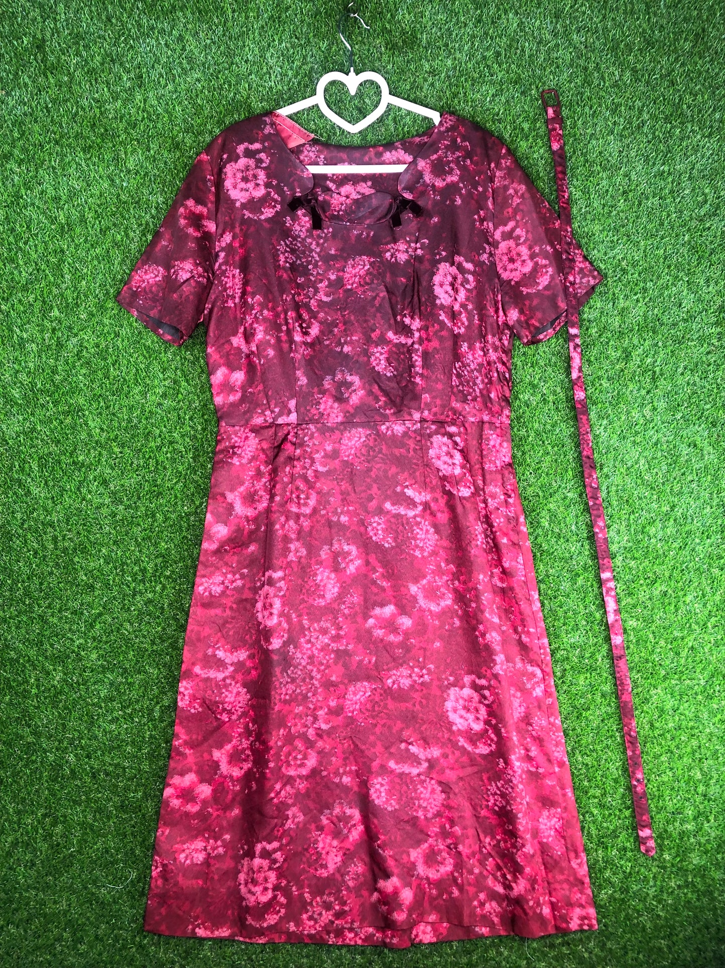 1950's Volup Crimson Wiggle Dress With Matching Belt