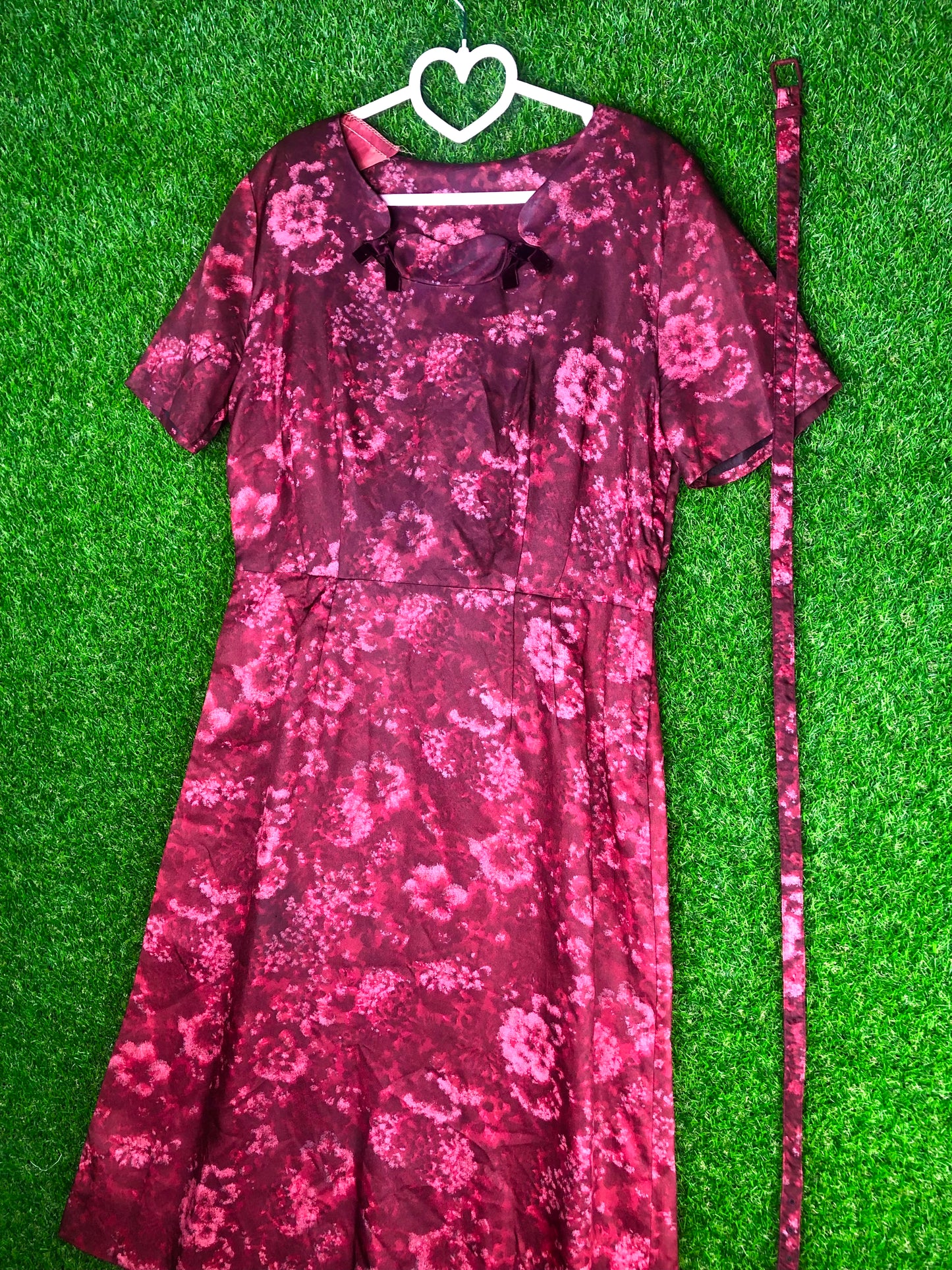1950's Volup Crimson Wiggle Dress With Matching Belt