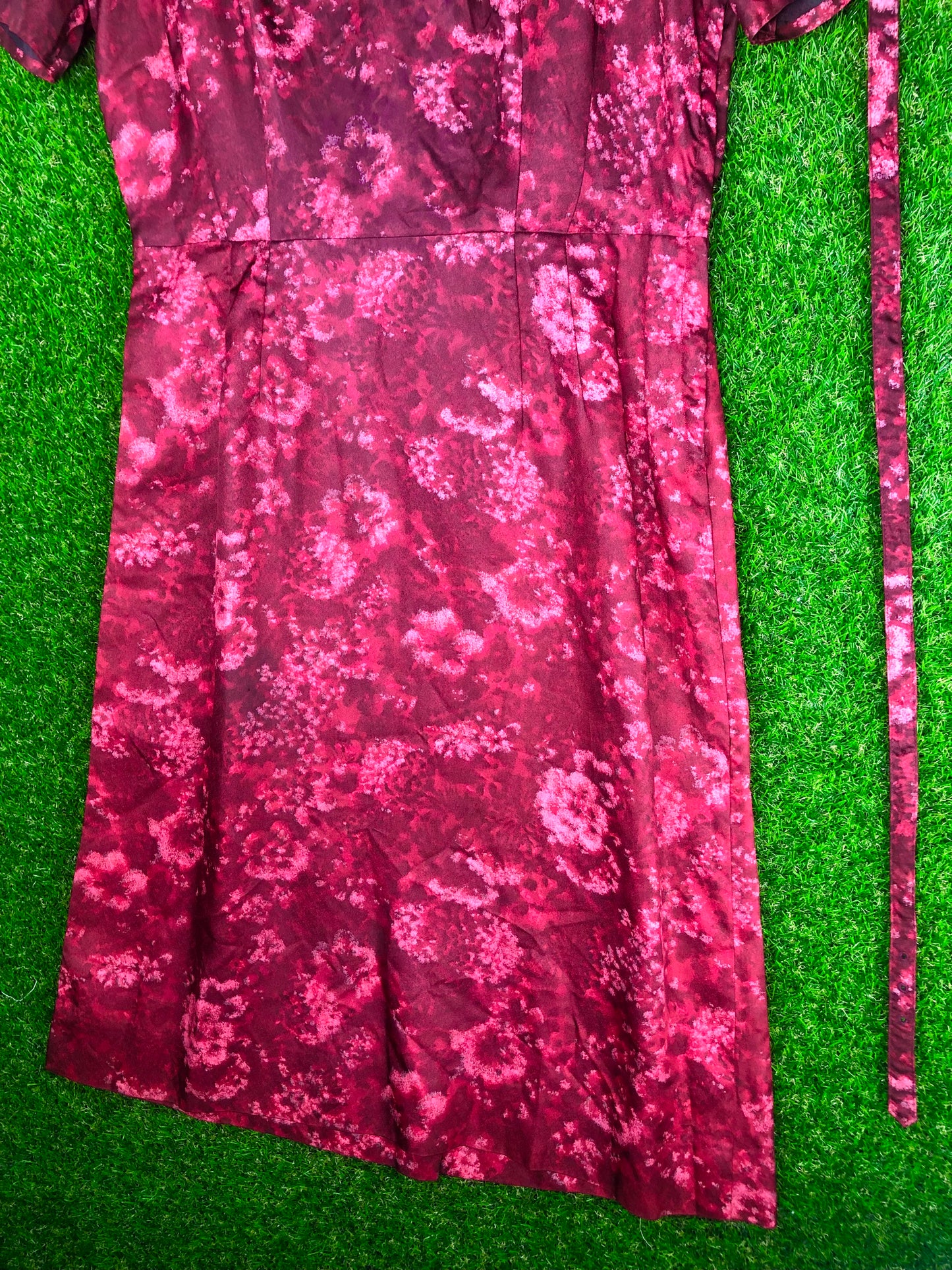1950's Volup Crimson Wiggle Dress With Matching Belt