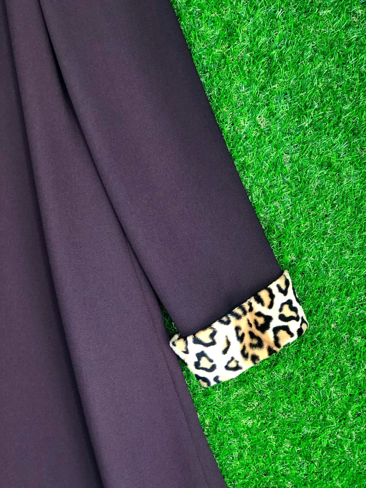 1990's Chocolate Brown Dress with Leopard Collar and Cuffs