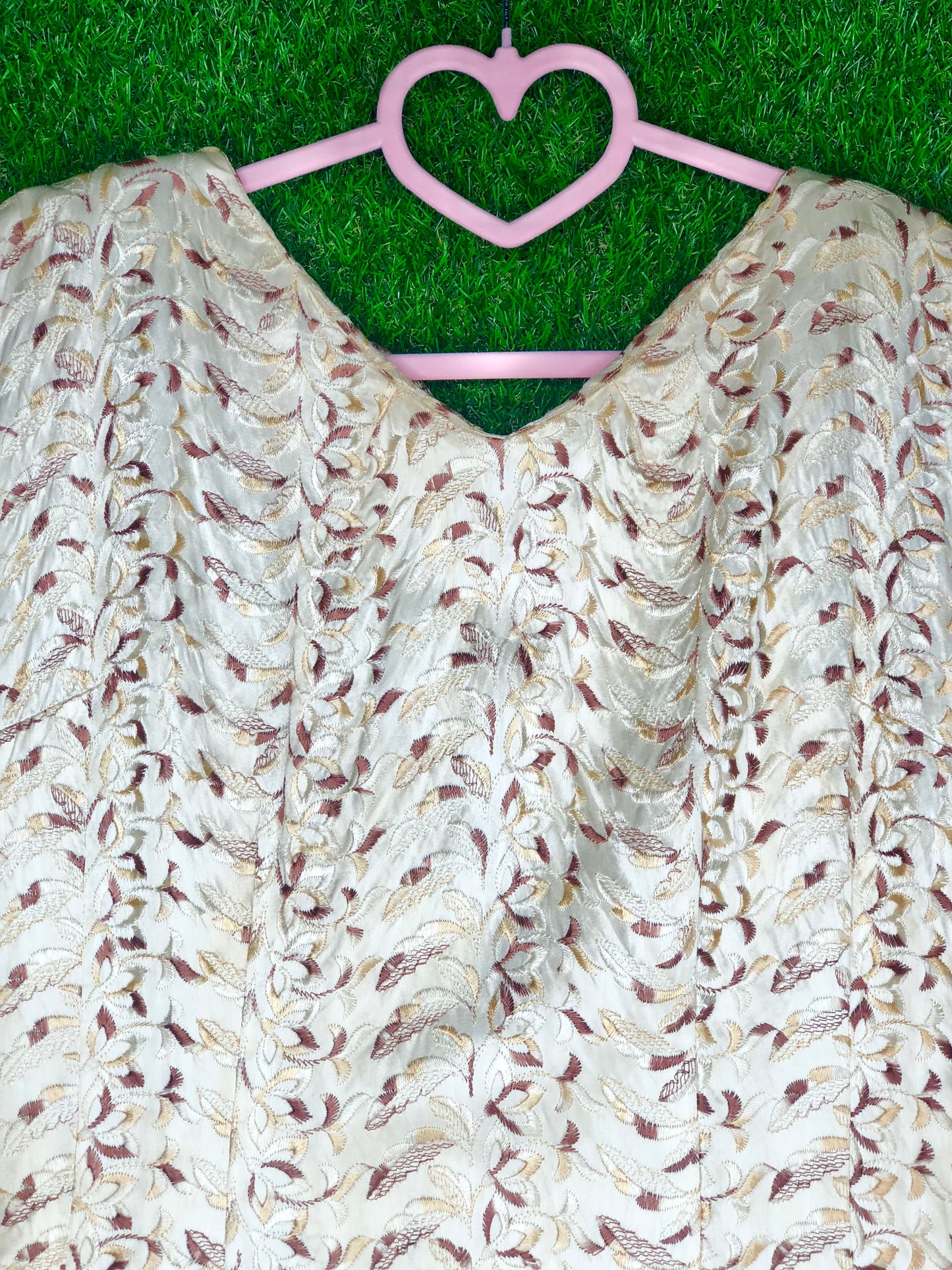 1950's Brown and Cream Embroidered Wiggle Dress