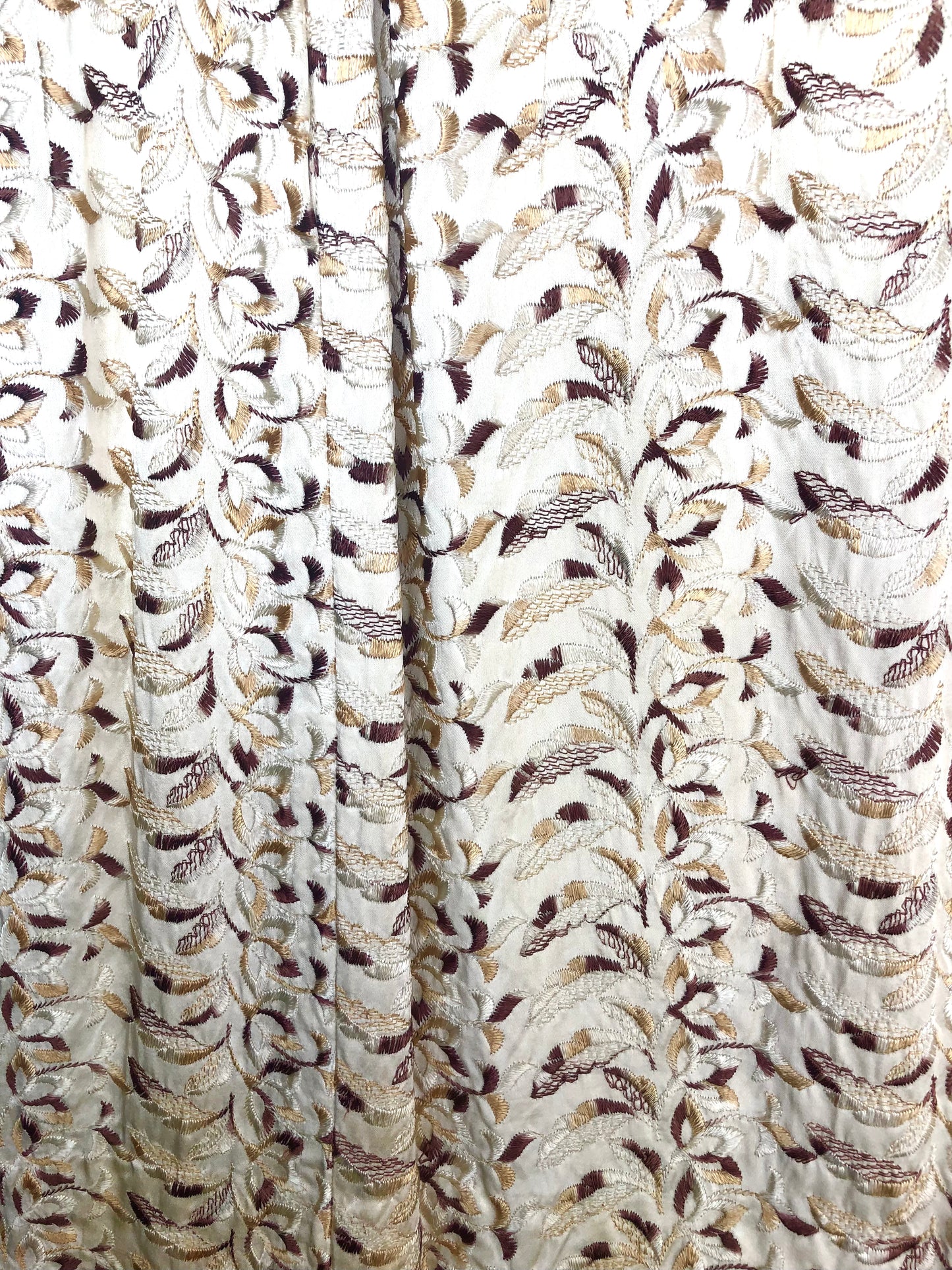 1950's Brown and Cream Embroidered Wiggle Dress
