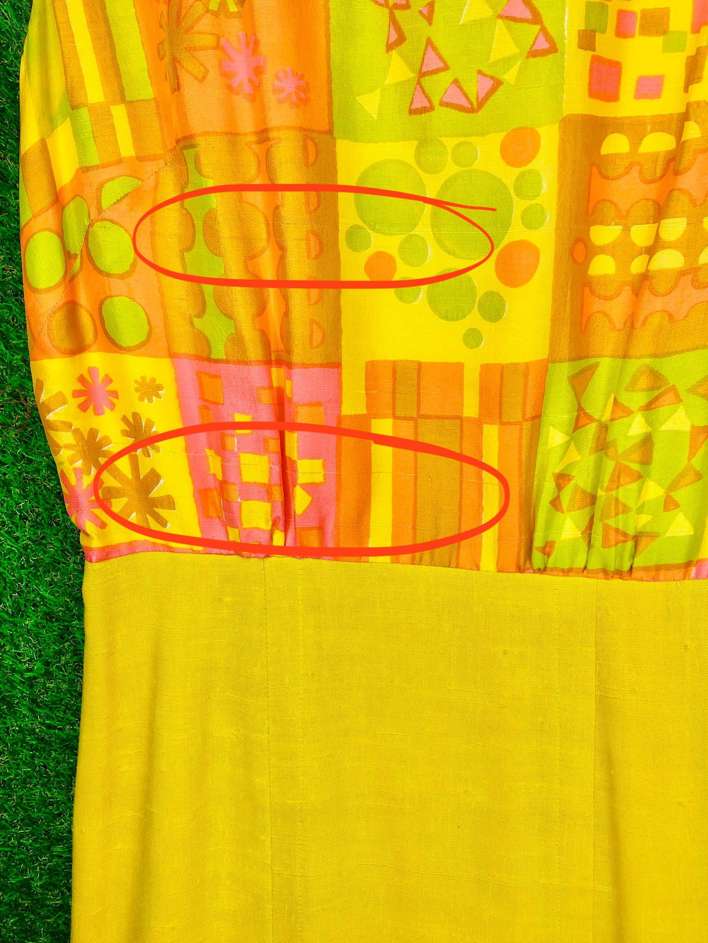 1960's Sunshine Yellow Mod Print Two-Piece Wiggle Dress and Jacket