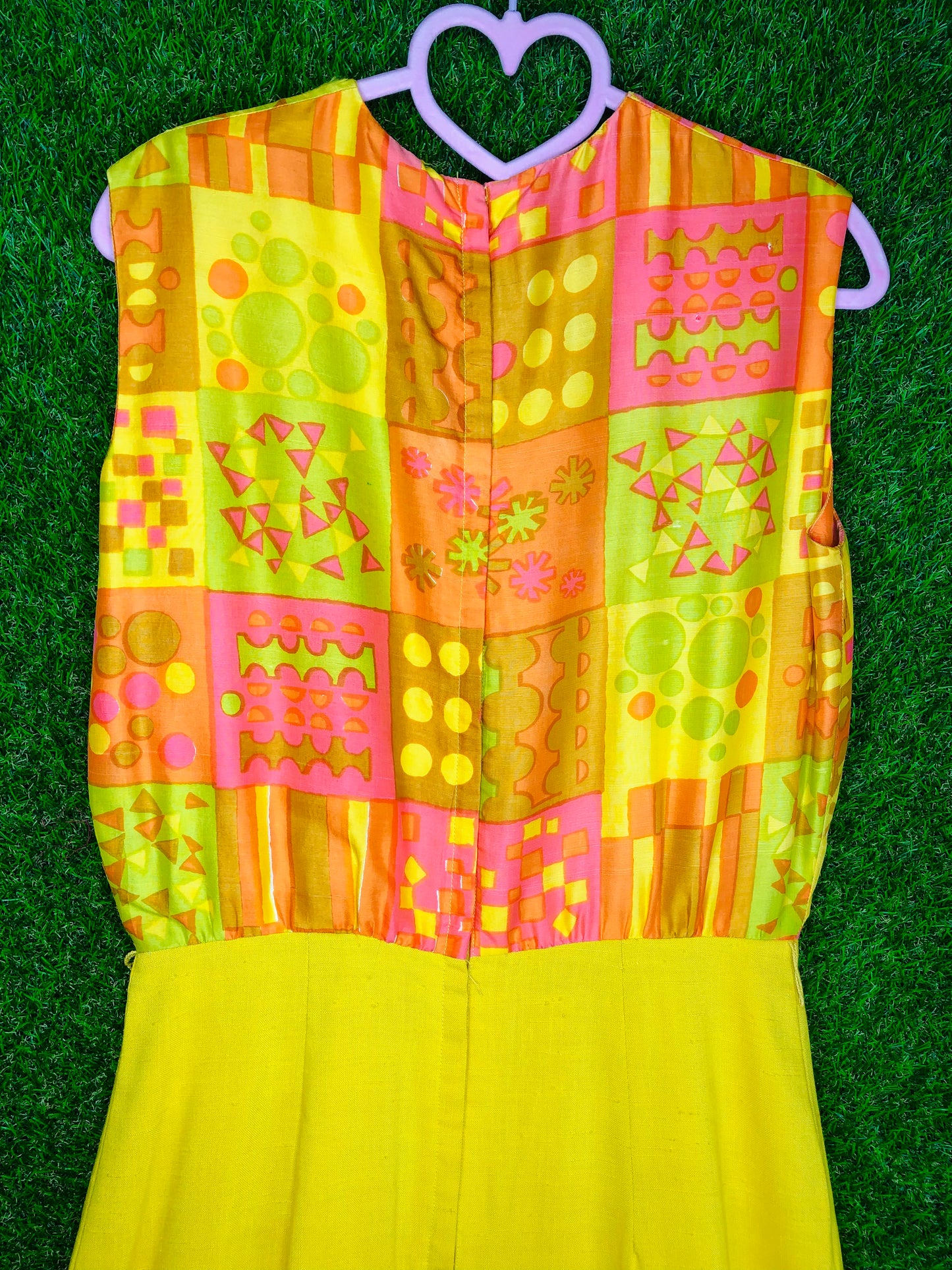 1960's Sunshine Yellow Mod Print Two-Piece Wiggle Dress and Jacket