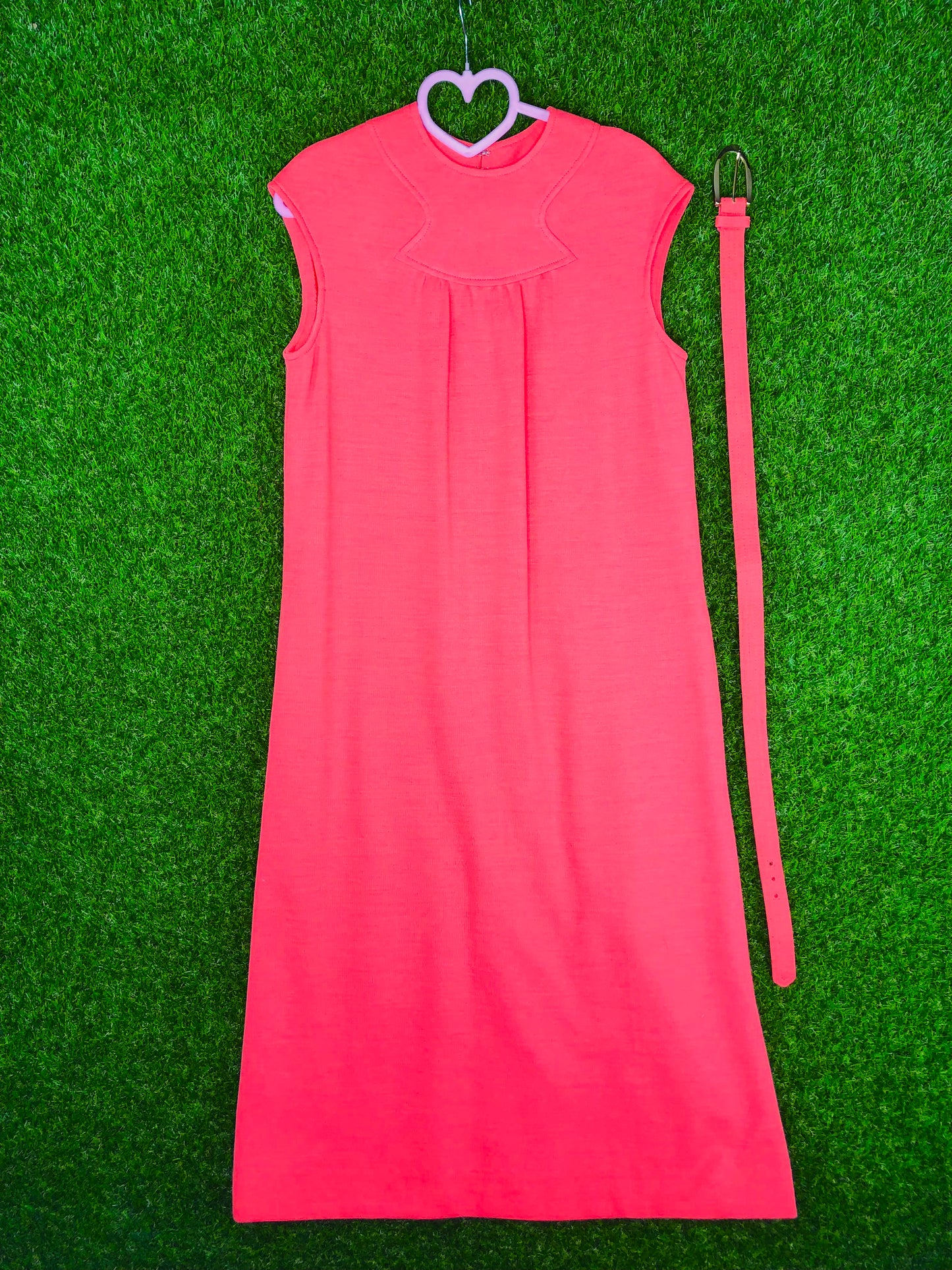 1960's Salmon Shift Dress With Matching Belt