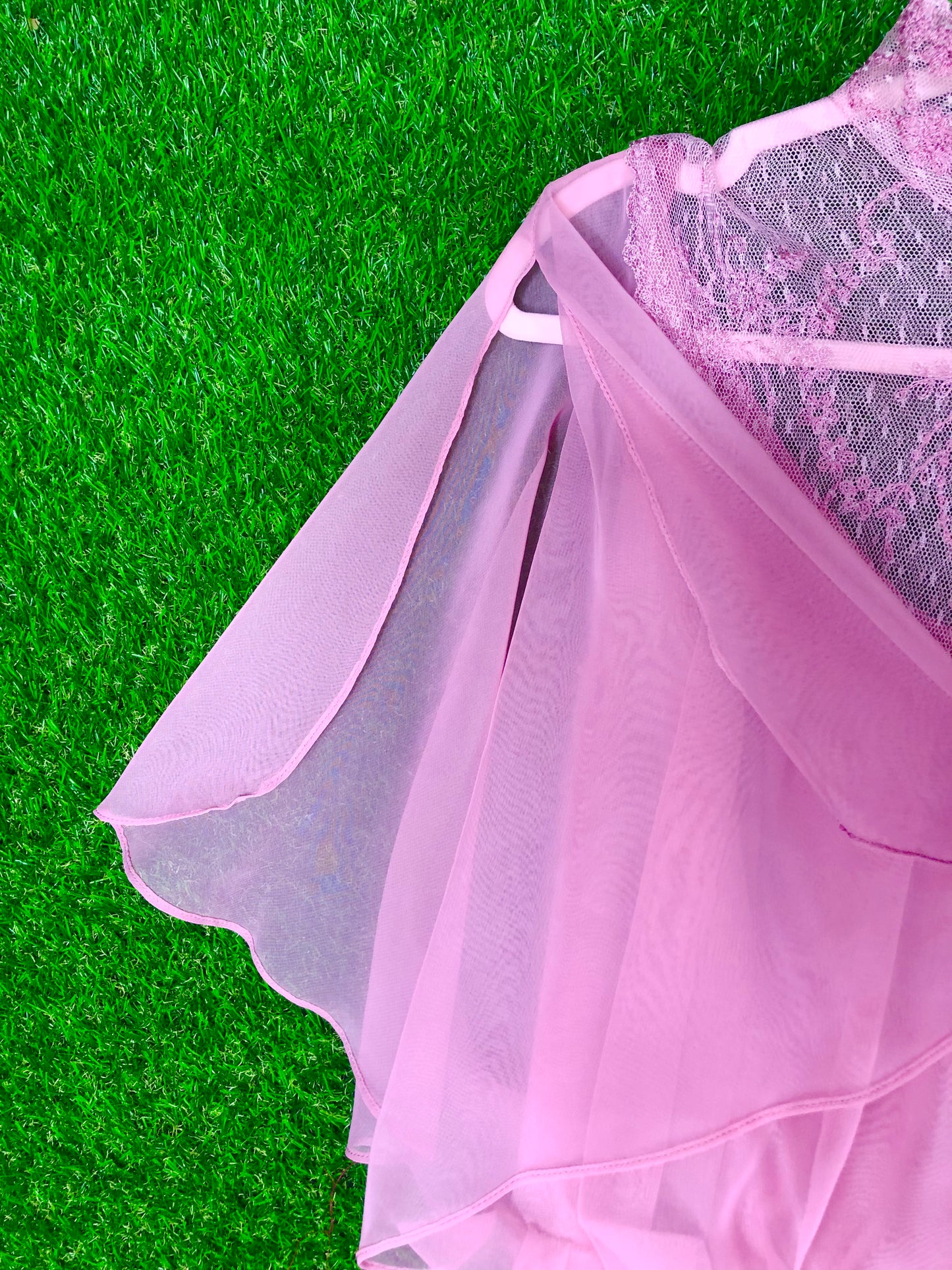 1970's Soft Pink Maxi Dress with Lace Details