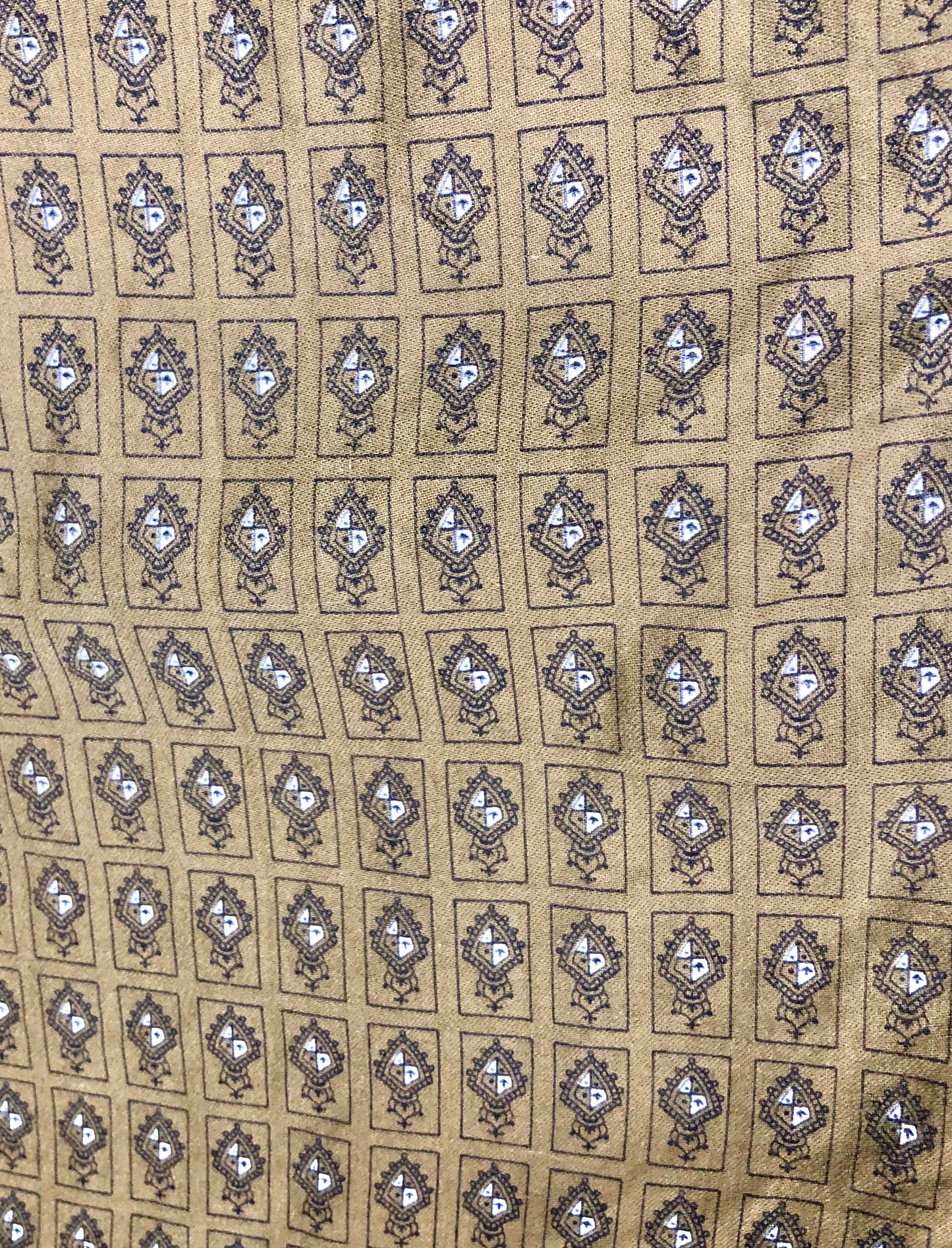 1950's Olive Green Printed Dress