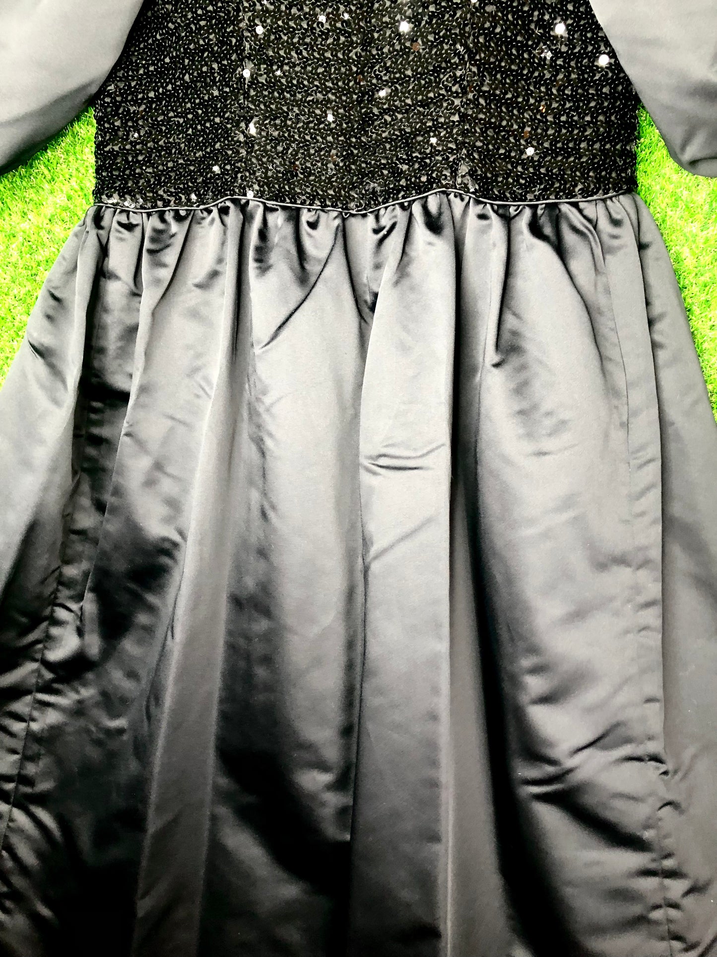 1980's Glamorous Black Sequined Villain Volup Ballgown