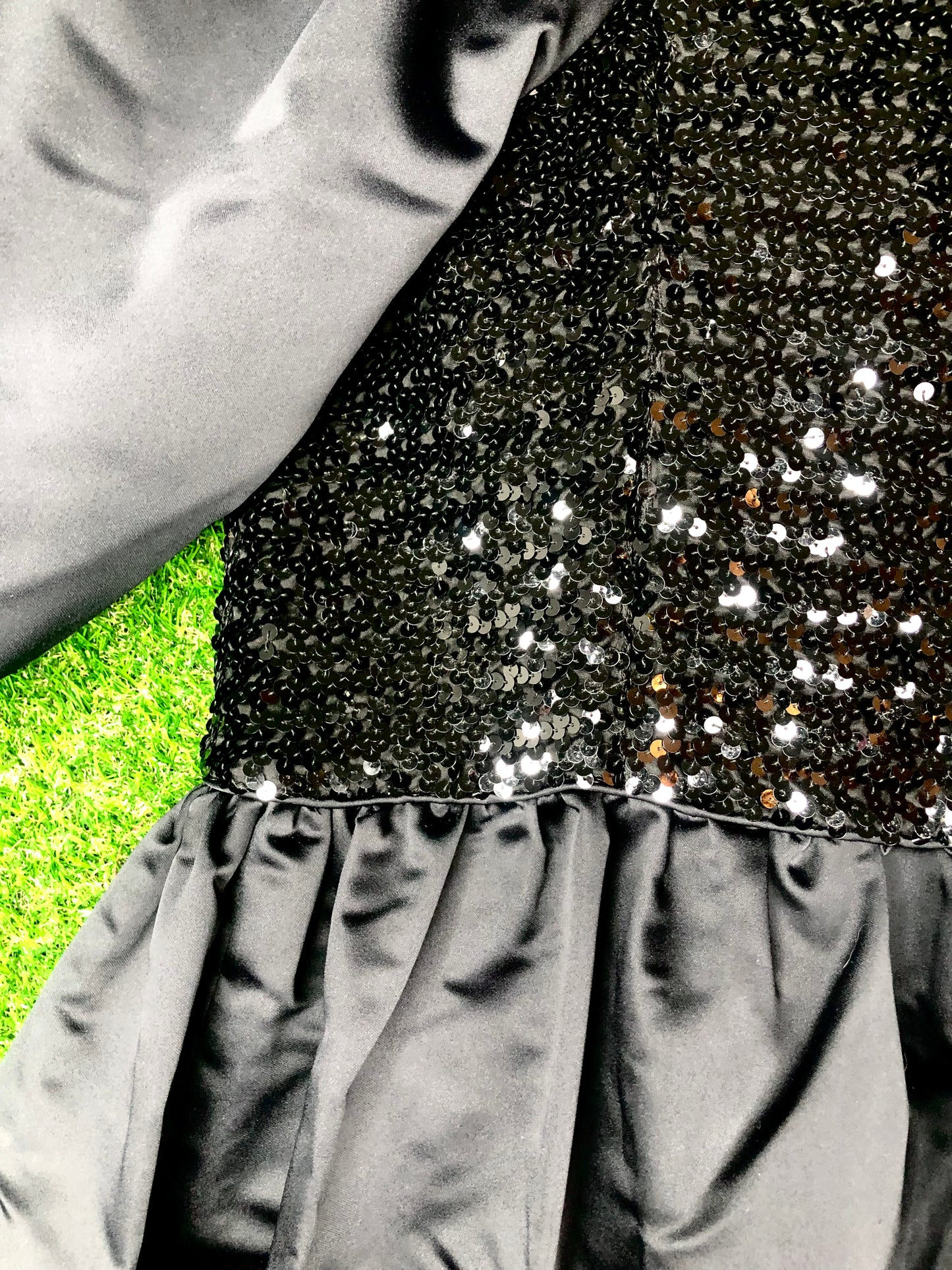 1980's Glamorous Black Sequined Villain Volup Ballgown