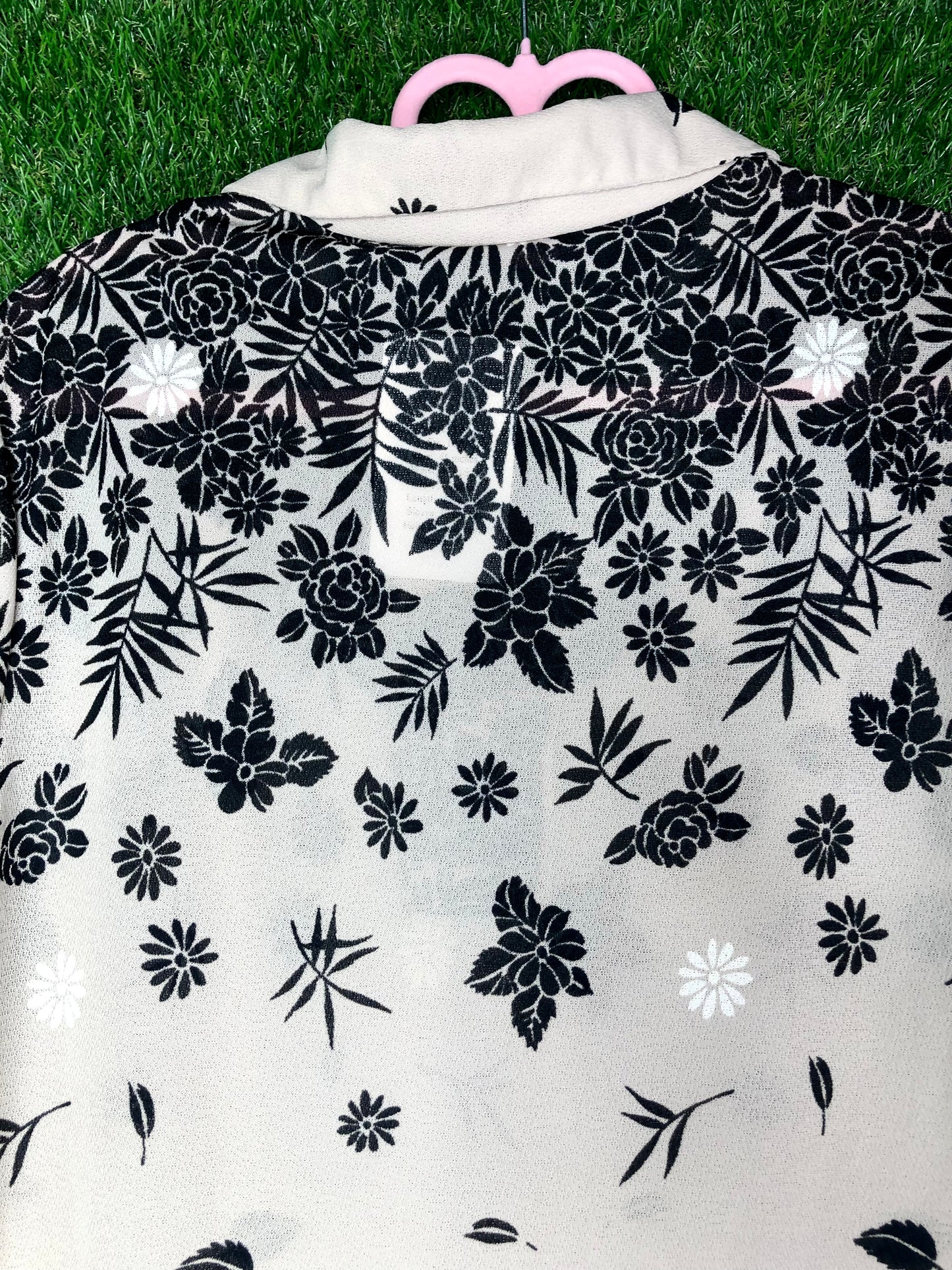 1970's Graphic Boho Cream and Black Floral Print Dress