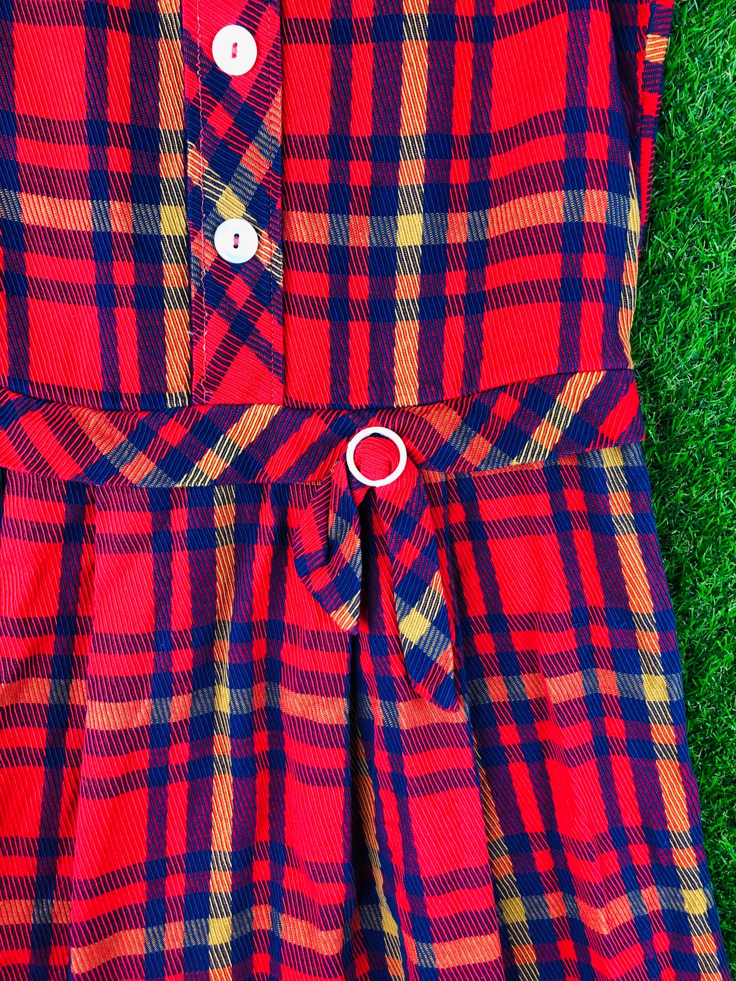 1960's Pleated Mod Schoolgirl Red Plaid Dress