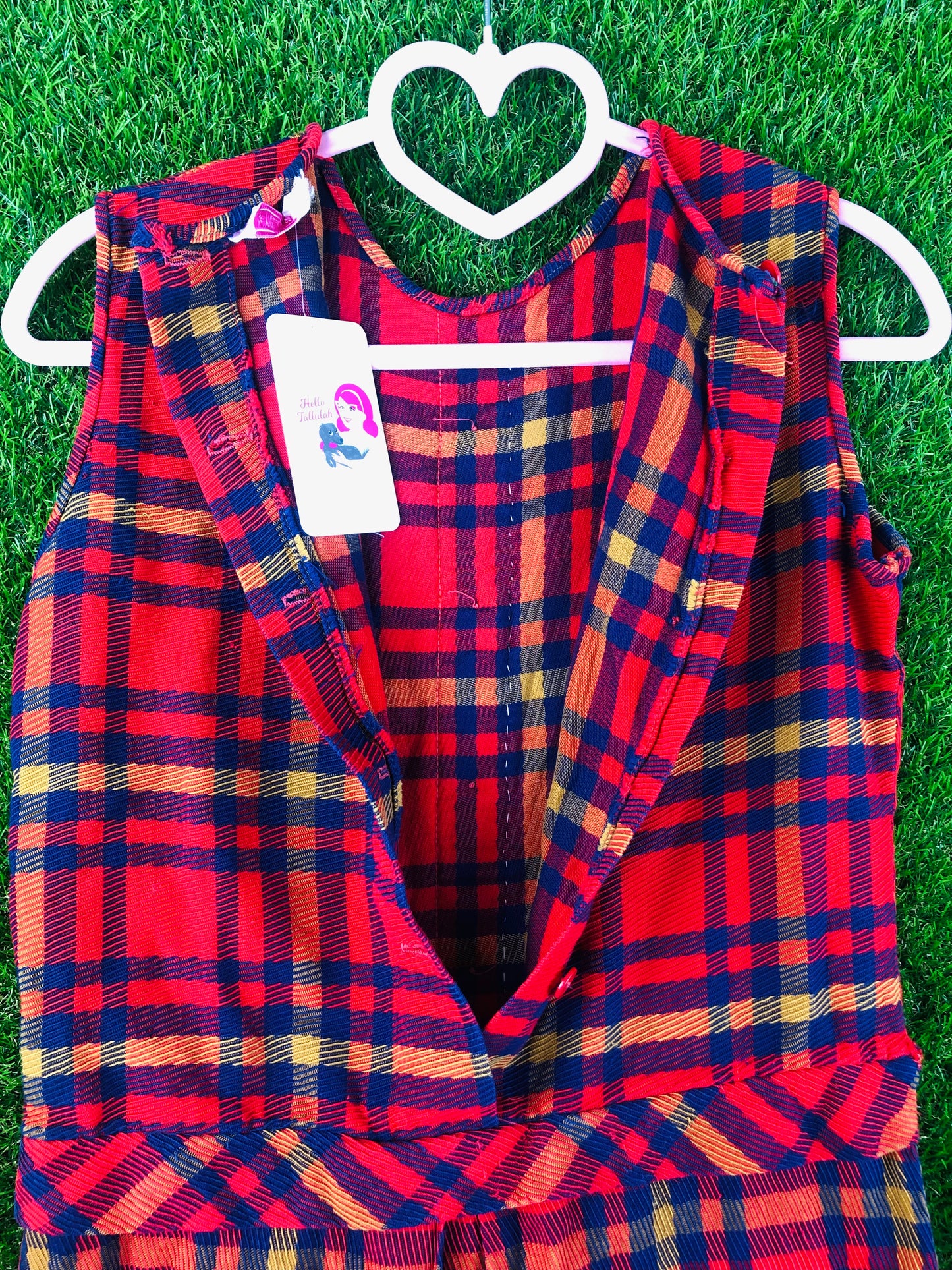 1960's Pleated Mod Schoolgirl Red Plaid Dress
