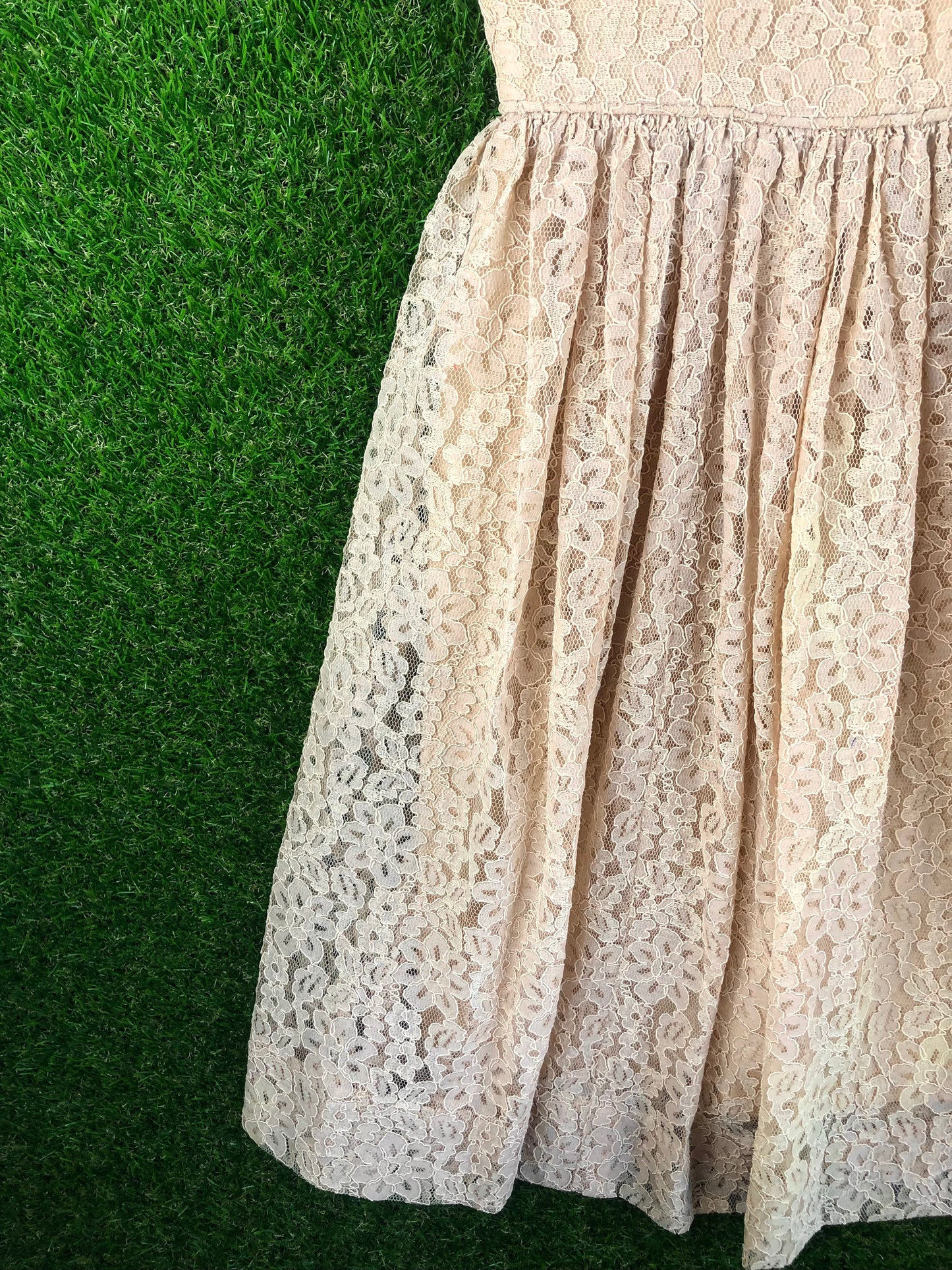 1950's Beige Lacy A-Line Dress