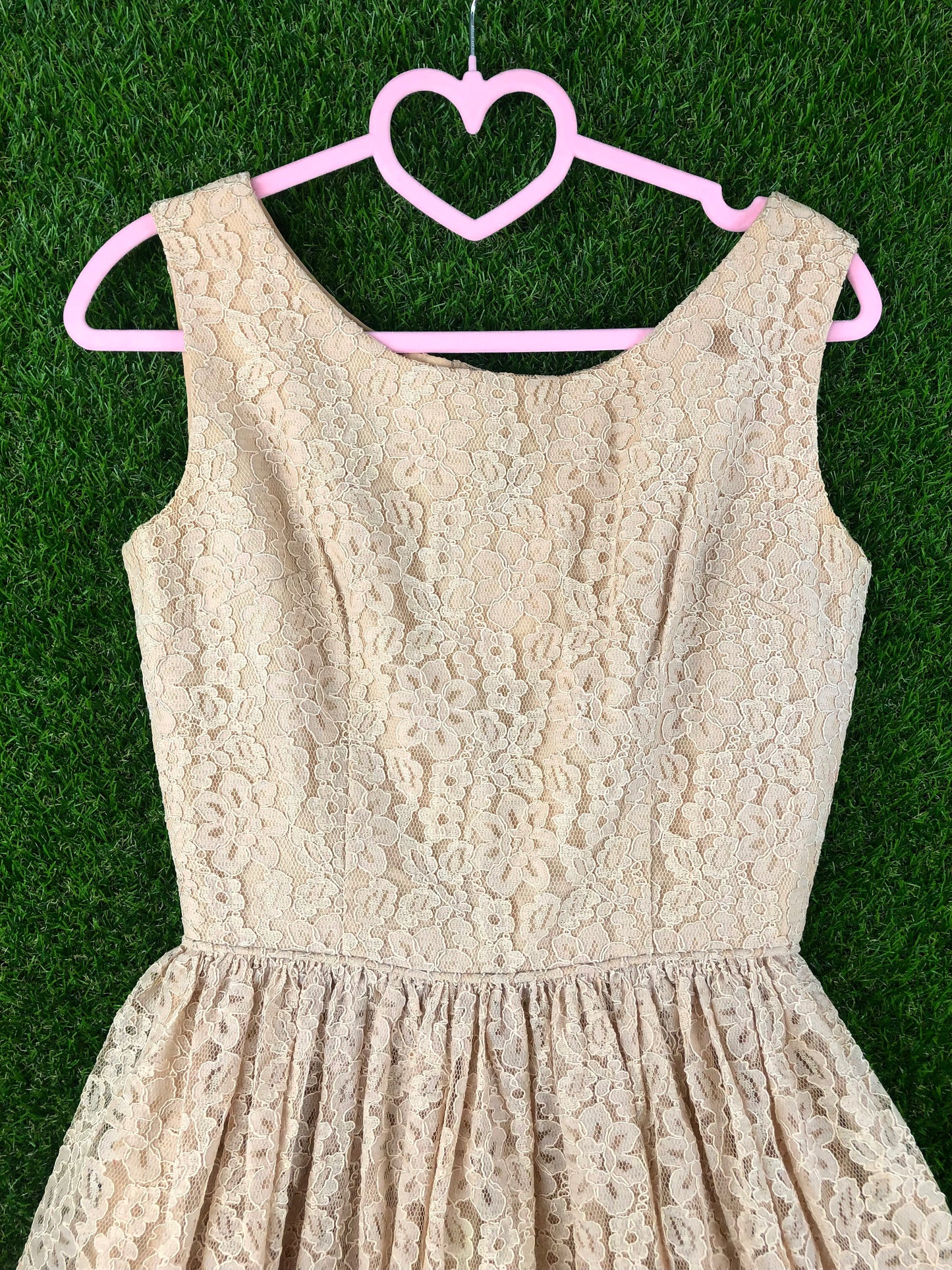 1950's Beige Lacy A-Line Dress