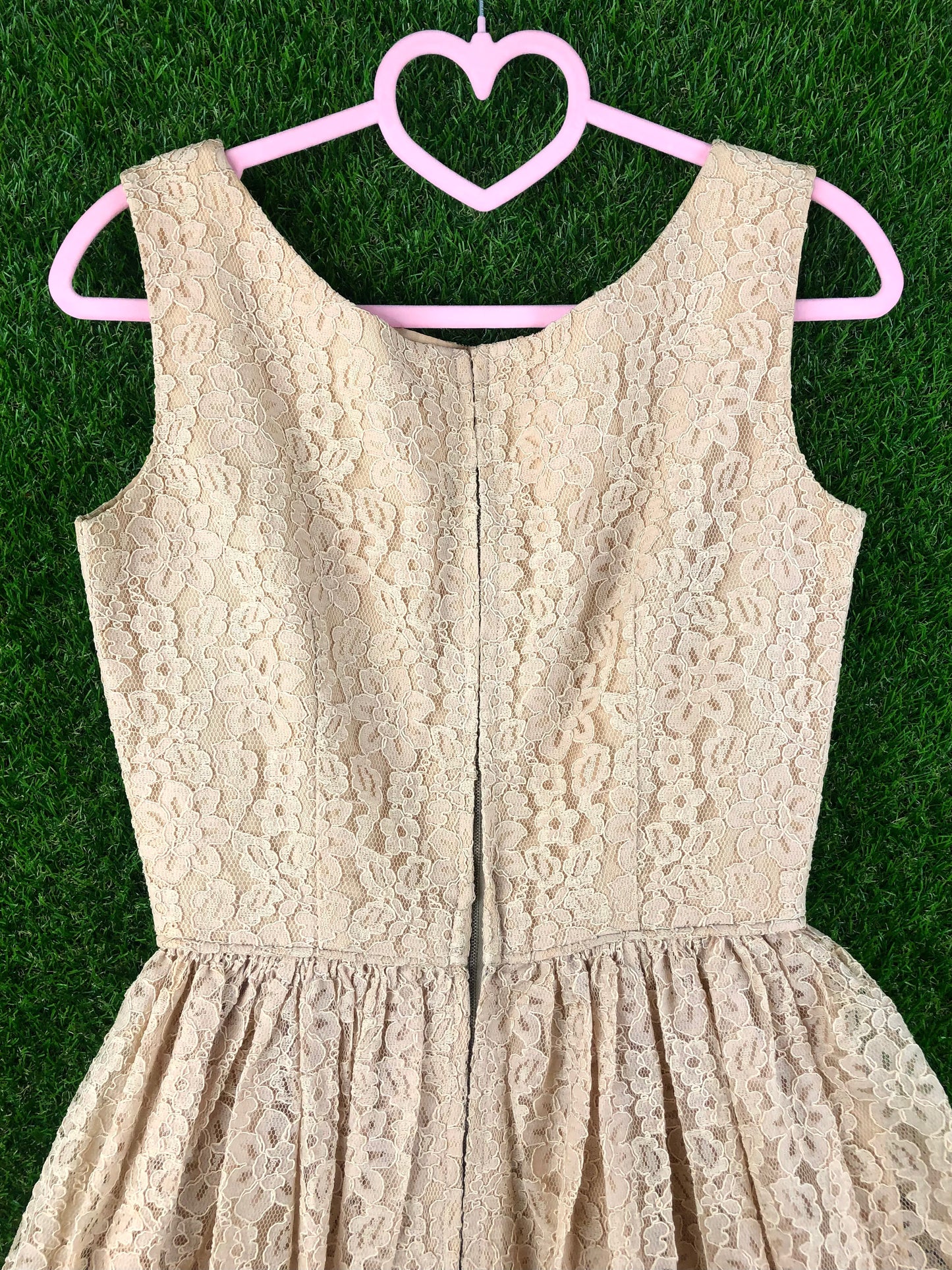1950's Beige Lacy A-Line Dress