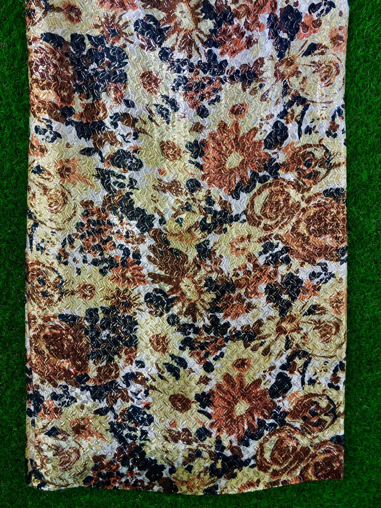 1960's Gold Floral Cocktail Shift Dress