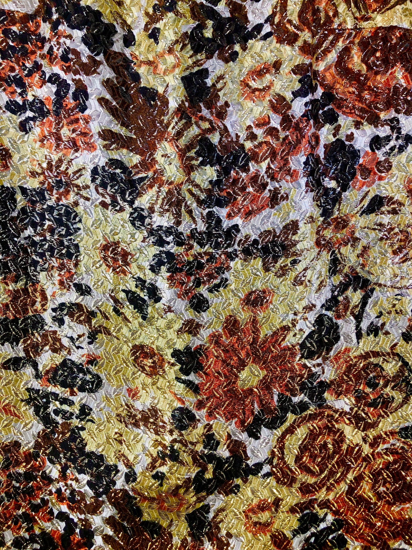 1960's Gold Floral Cocktail Shift Dress
