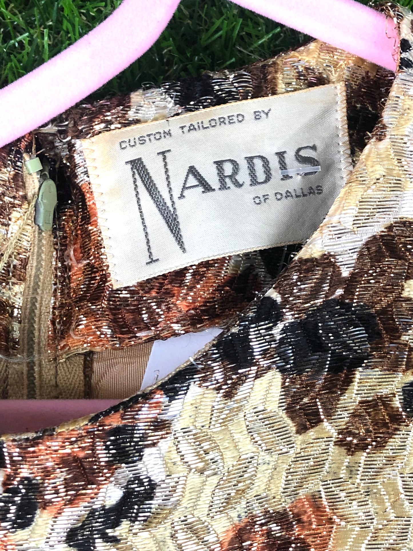 1960's Gold Floral Cocktail Shift Dress