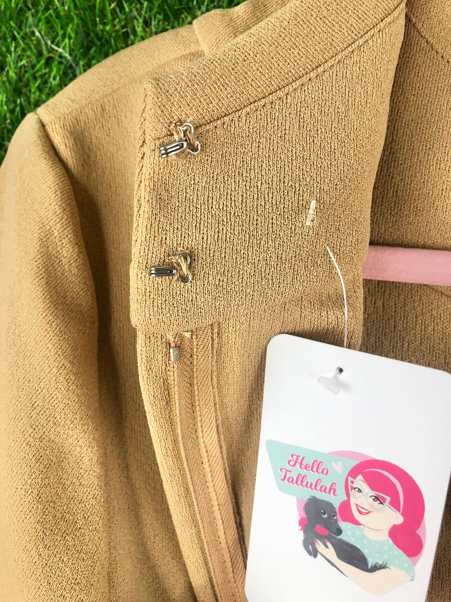 1960's Beige Office Dress With Unique Collar