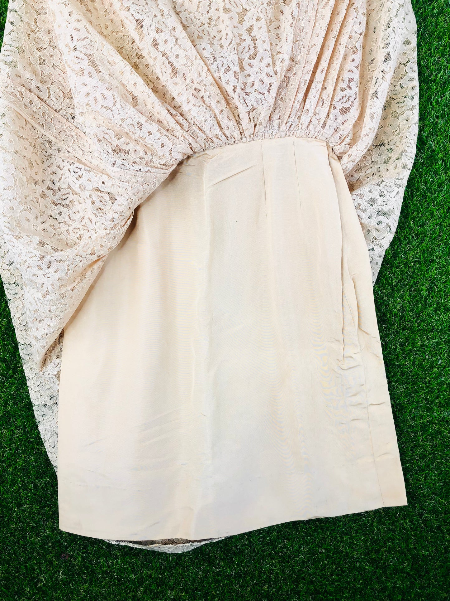 1950's Beige Lacy A-Line Dress