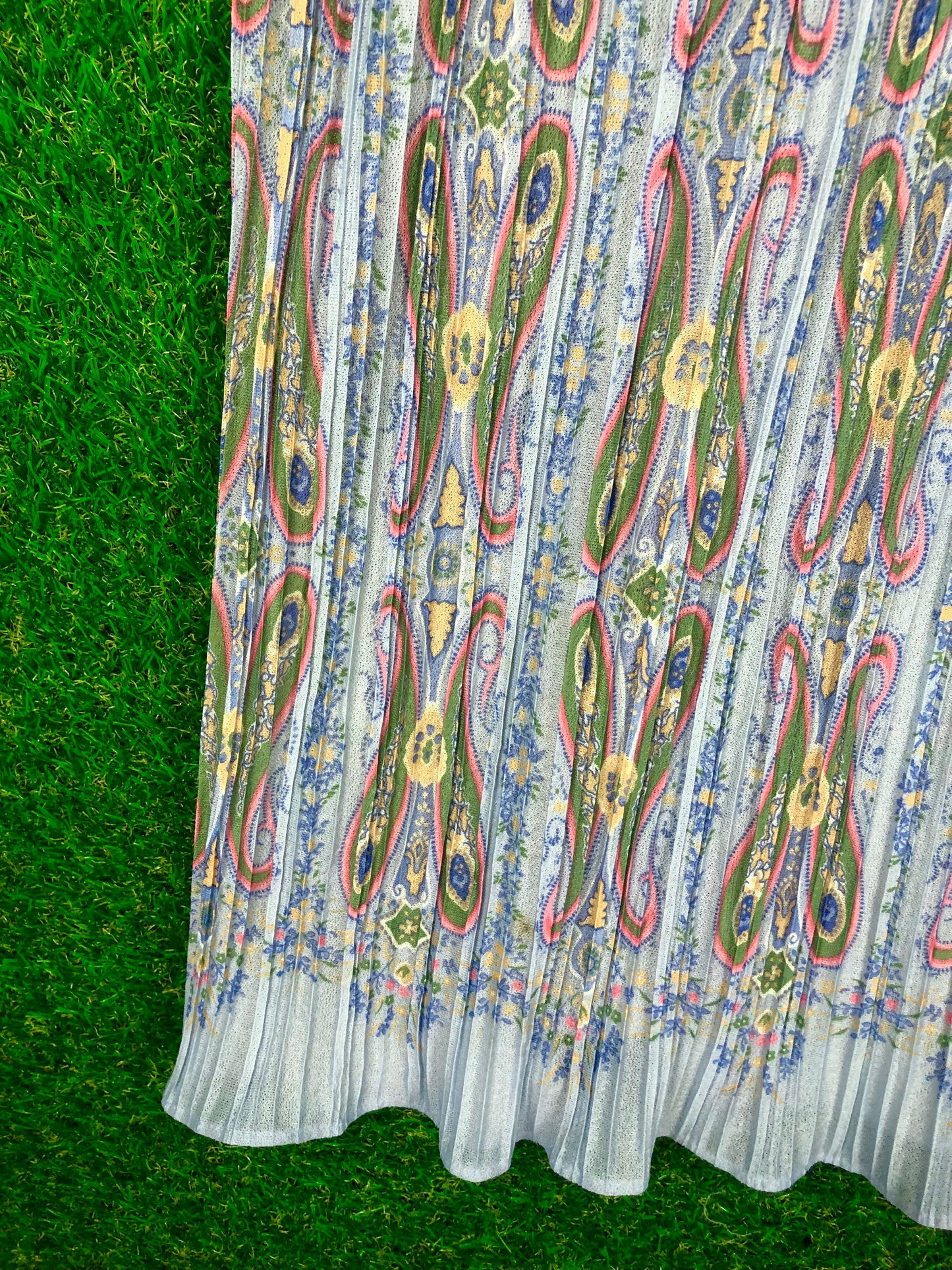 1970's Volup Floral "Butterfly" Print Blue Dress