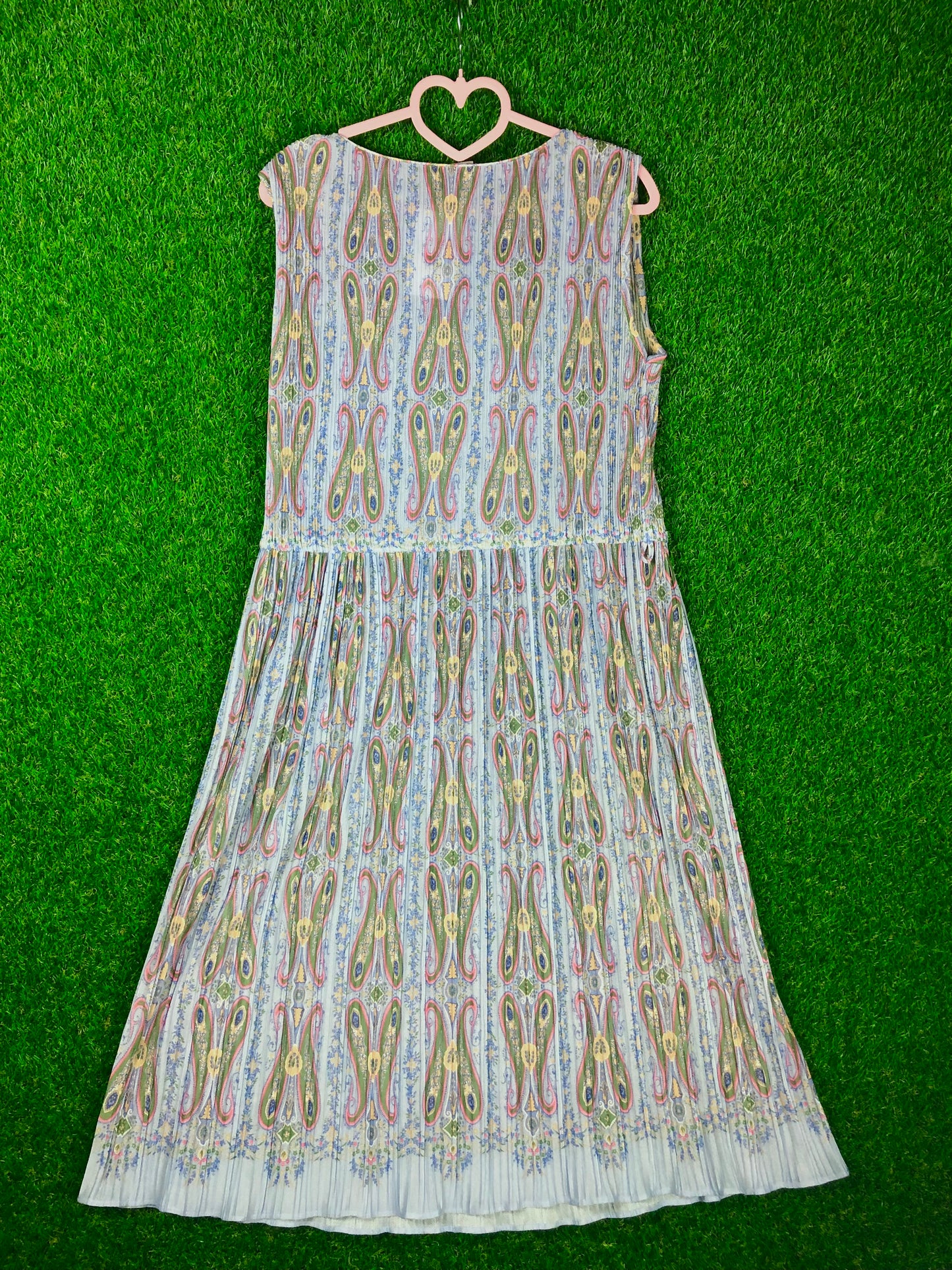 1970's Volup Floral "Butterfly" Print Blue Dress