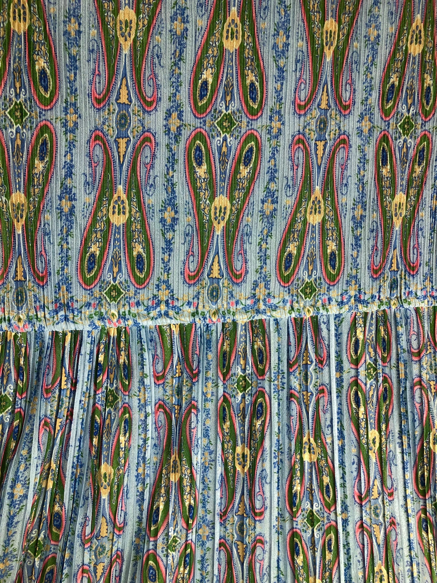 1970's Volup Floral "Butterfly" Print Blue Dress