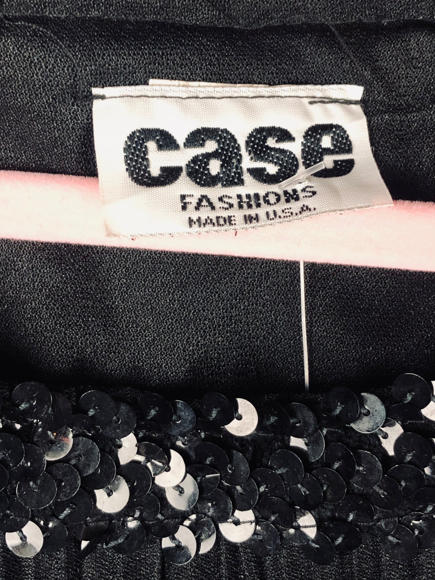 1980's Glamorous Pitch Black Volup Dress With Sequin Details
