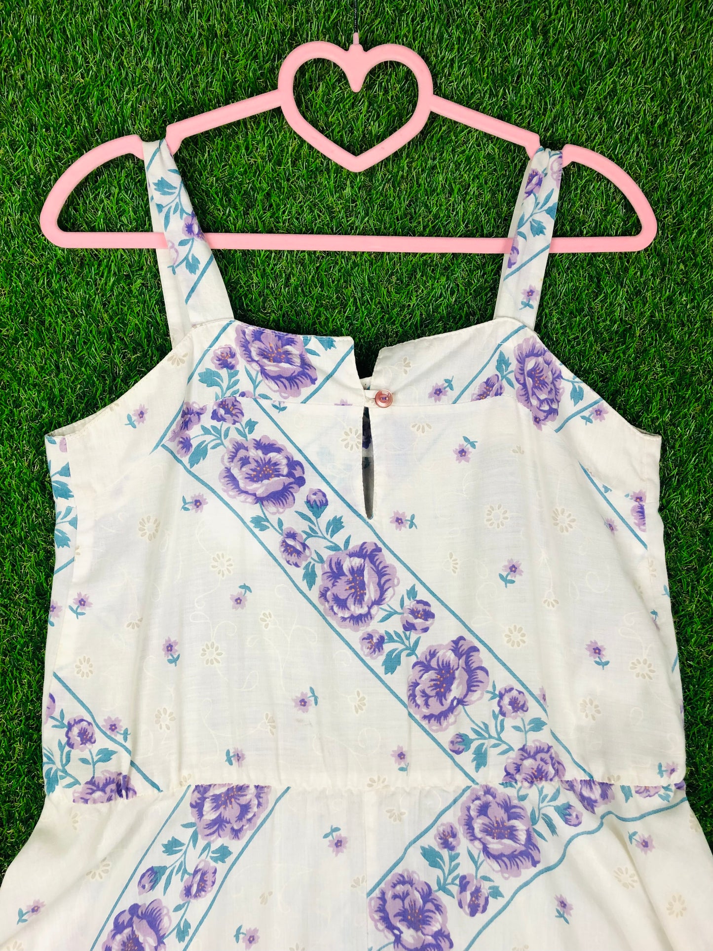 1980's Romantic Volup Dress With Purple Flowers