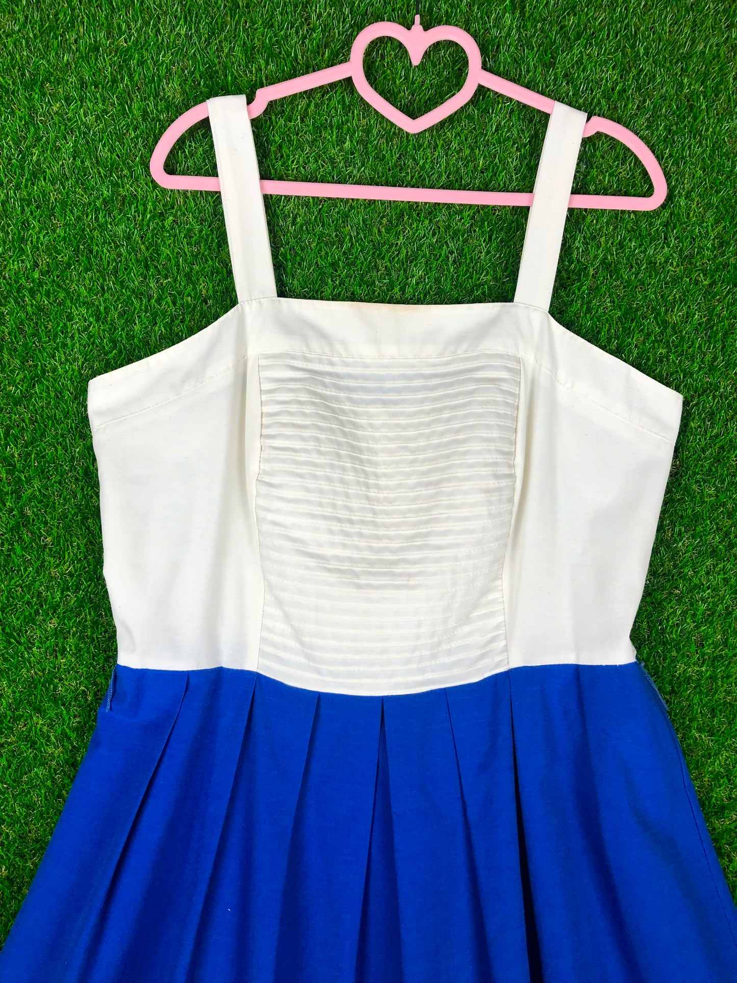 1980's Light Blue and White Summer Dress