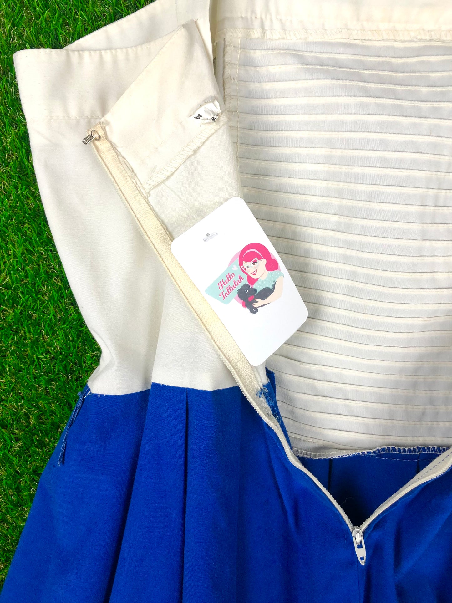 1980's Light Blue and White Summer Dress