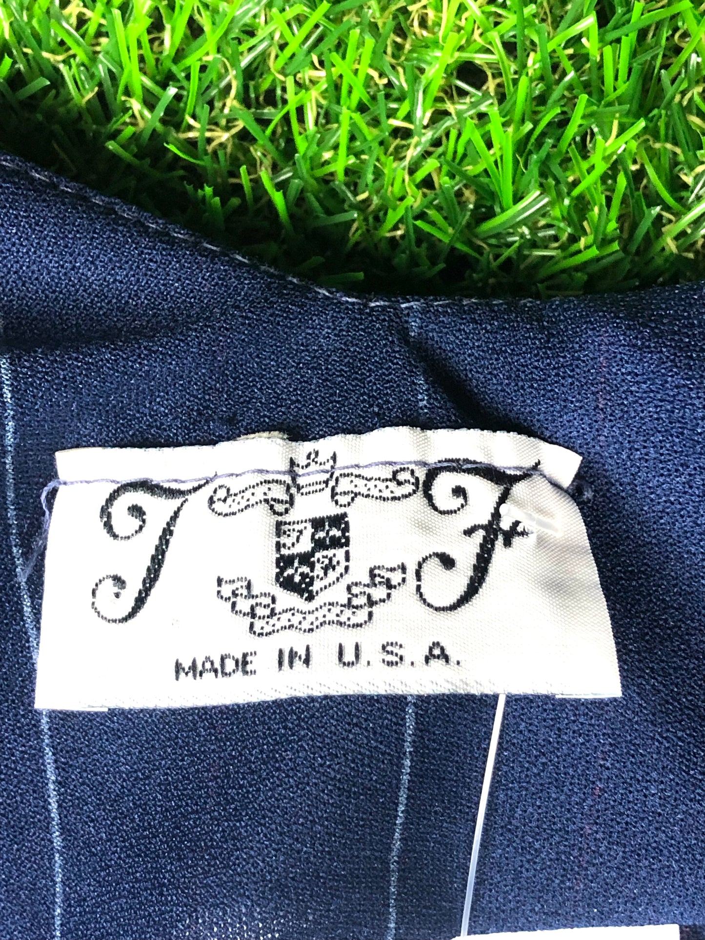 1980's Volup A-Line Navy Striped Dress