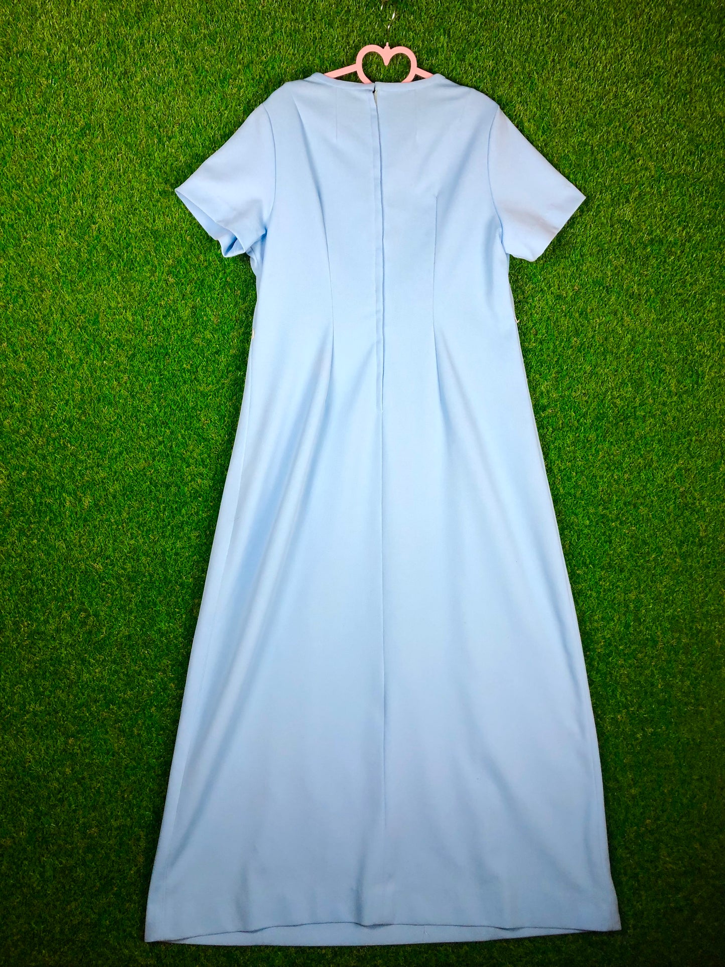 1970's Fancy Volup Maxi Dress With Neckline Embroidery