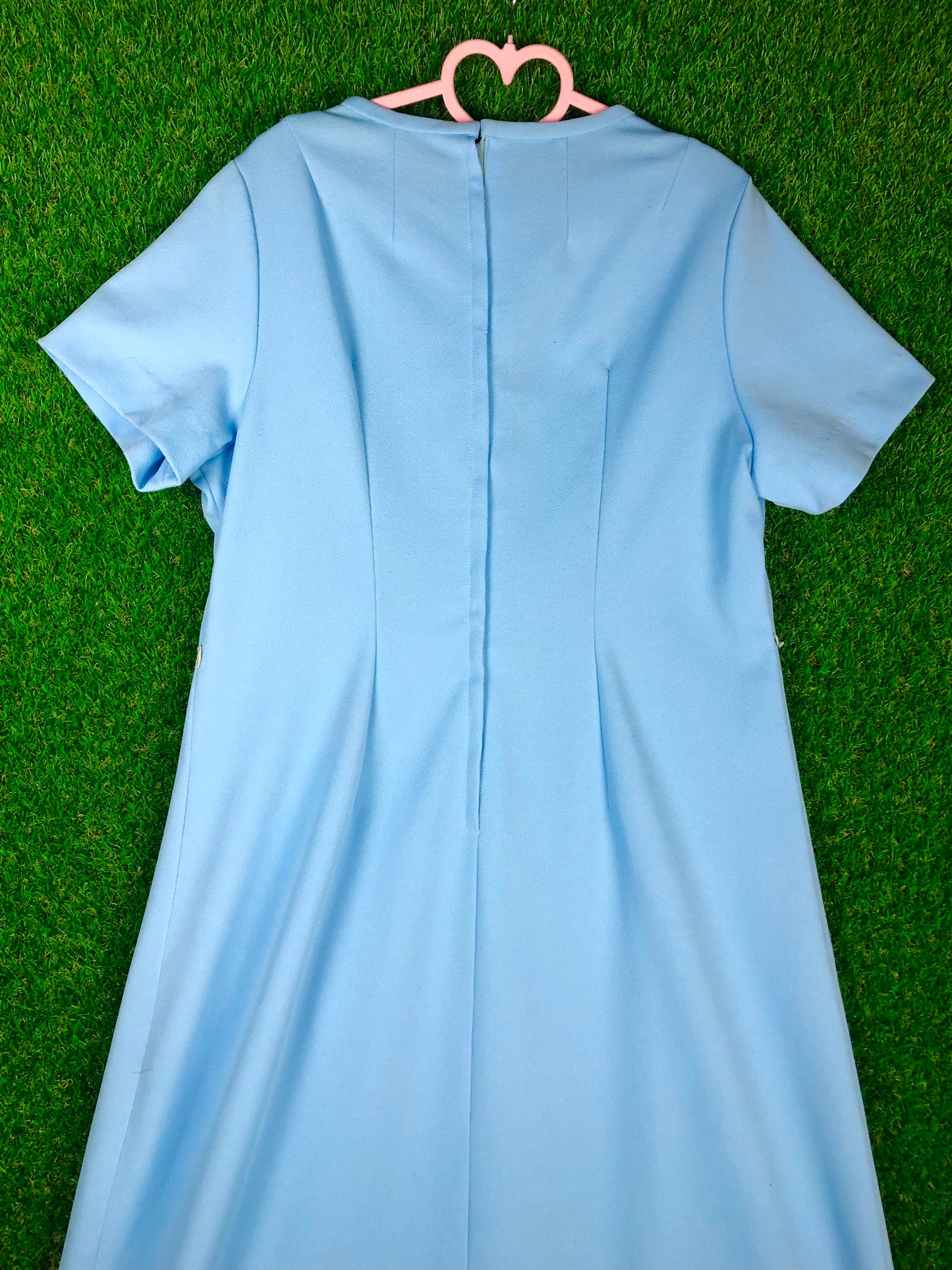 1970's Fancy Volup Maxi Dress With Neckline Embroidery