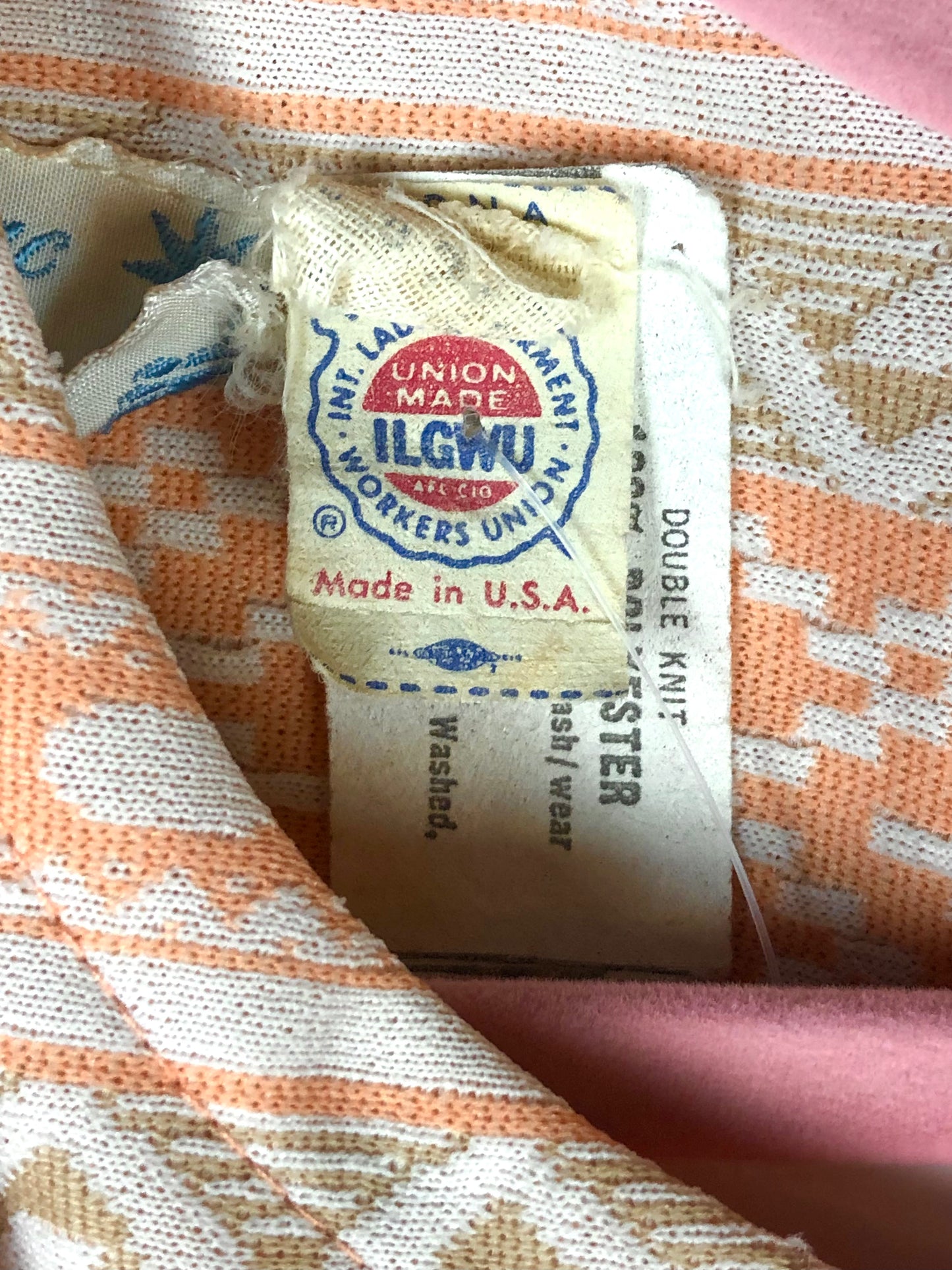 1970's Creamsicle Orange and White Southwest-Print Dress and Jacket Set