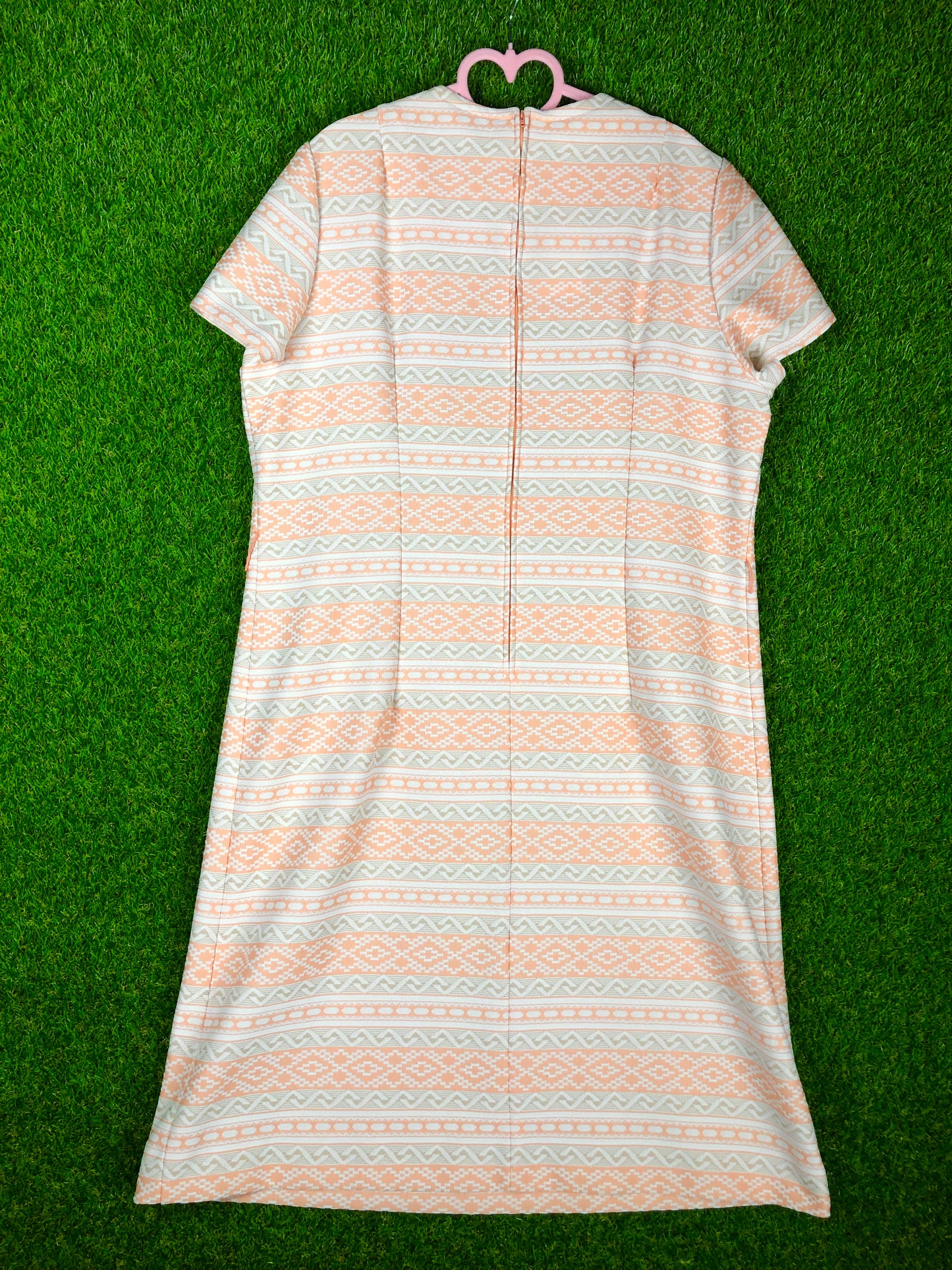 1970's Creamsicle Orange and White Southwest-Print Dress and Jacket Set