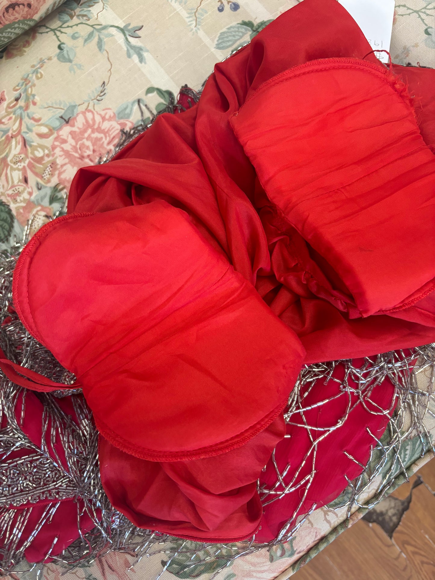1980's Fiery Red Fully Beaded Dress