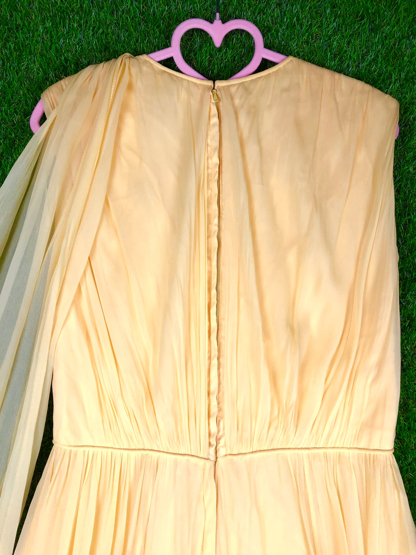 1970's Glamorous Yellow Rhinestone Chiffon Pantsuit