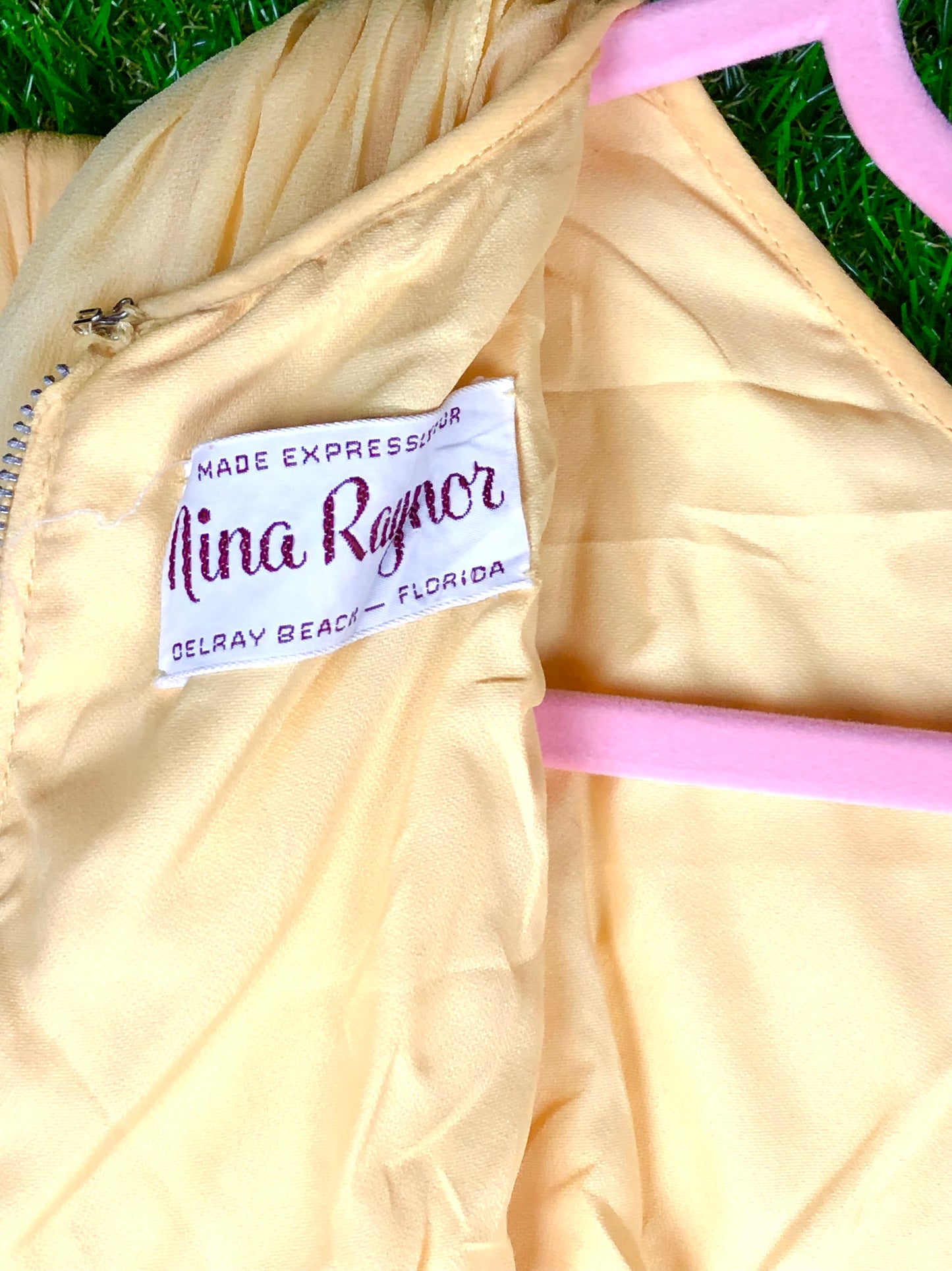 1970's Glamorous Yellow Rhinestone Chiffon Pantsuit