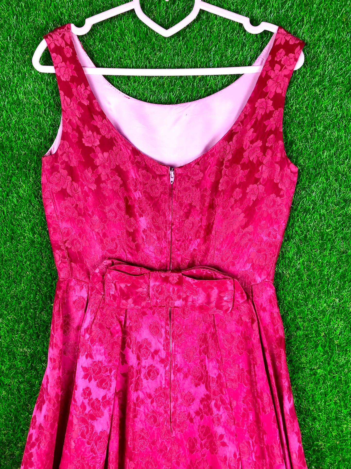 1960's Fuchsia Pink Pleated Party Dress