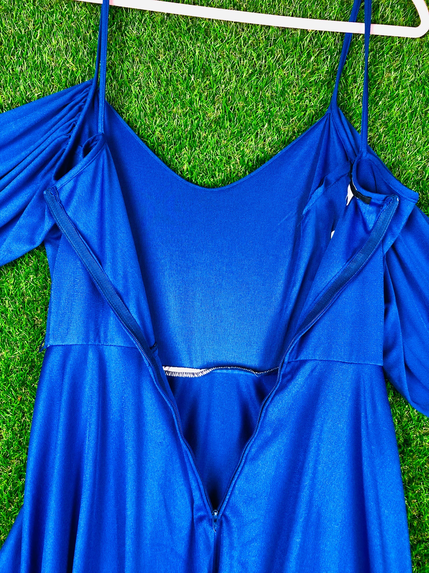 1970's Sexy Vibrant Blue Party Dress