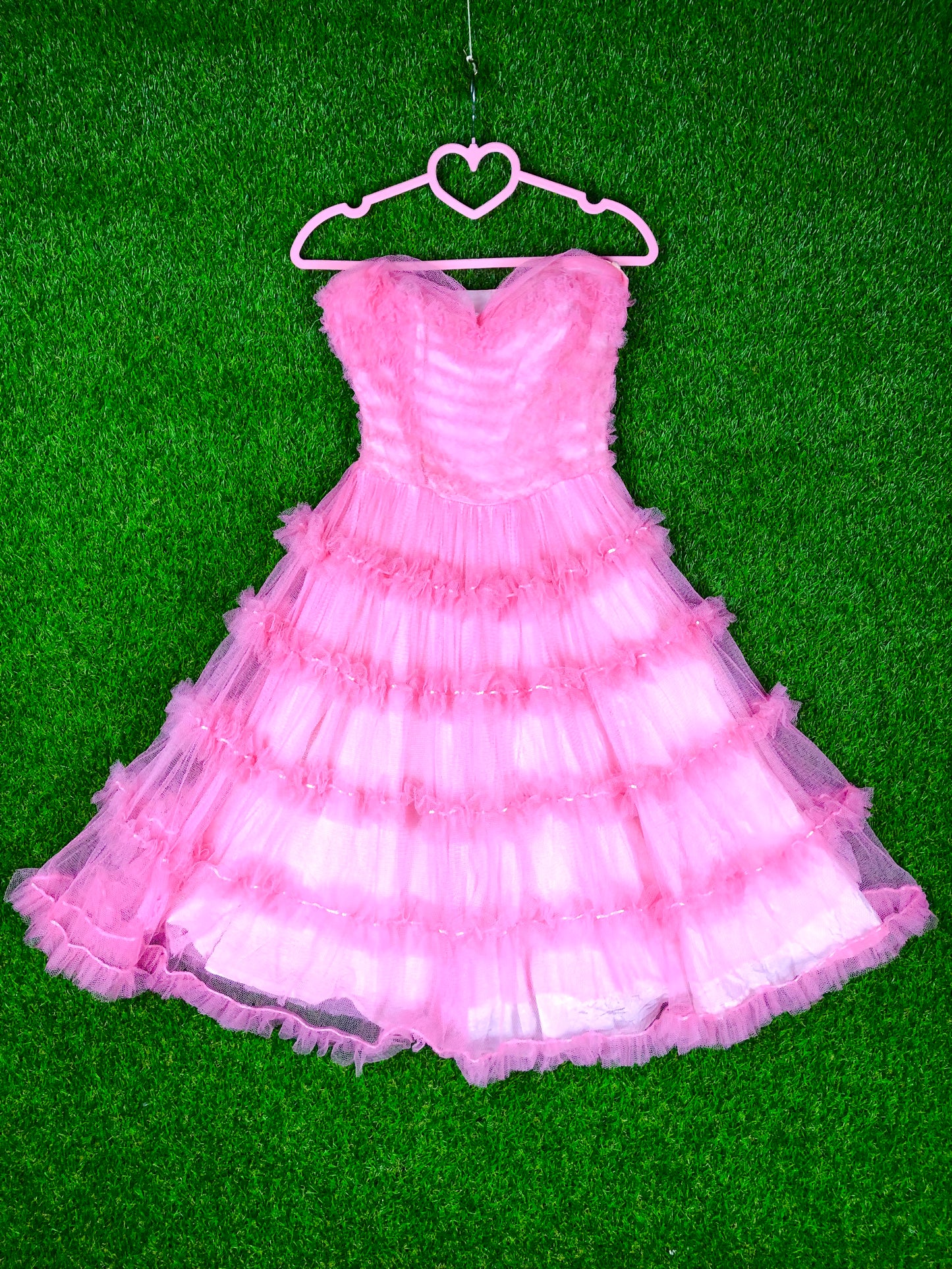 1950's Barbie Pink Tulle Party Dress With Sweetheart Neckline