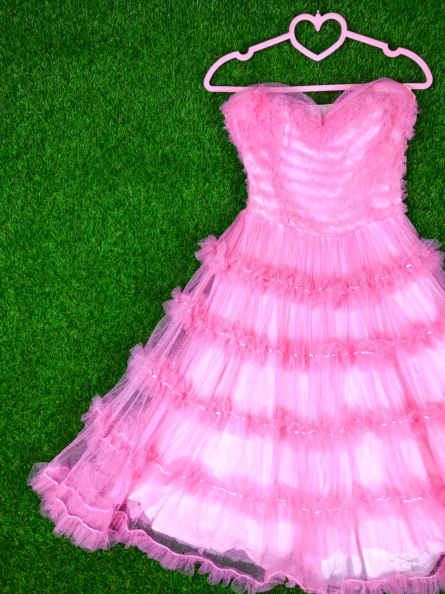 1950's Barbie Pink Tulle Party Dress With Sweetheart Neckline