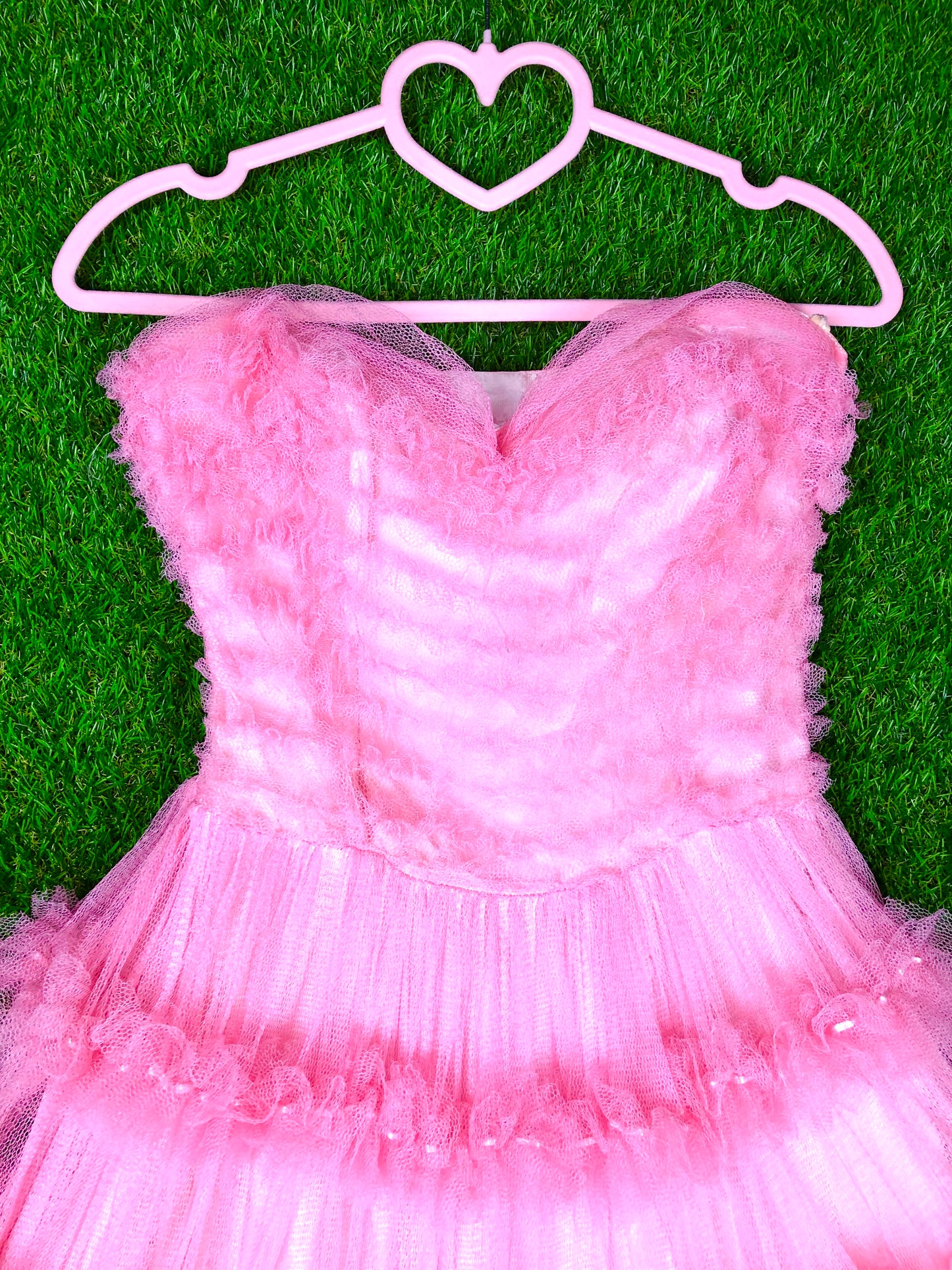 1950's Barbie Pink Tulle Party Dress With Sweetheart Neckline
