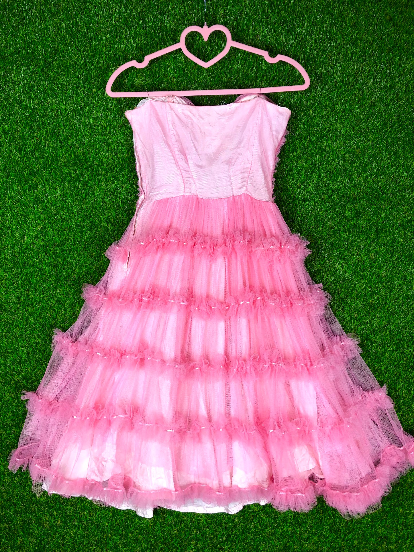 1950's Barbie Pink Tulle Party Dress With Sweetheart Neckline