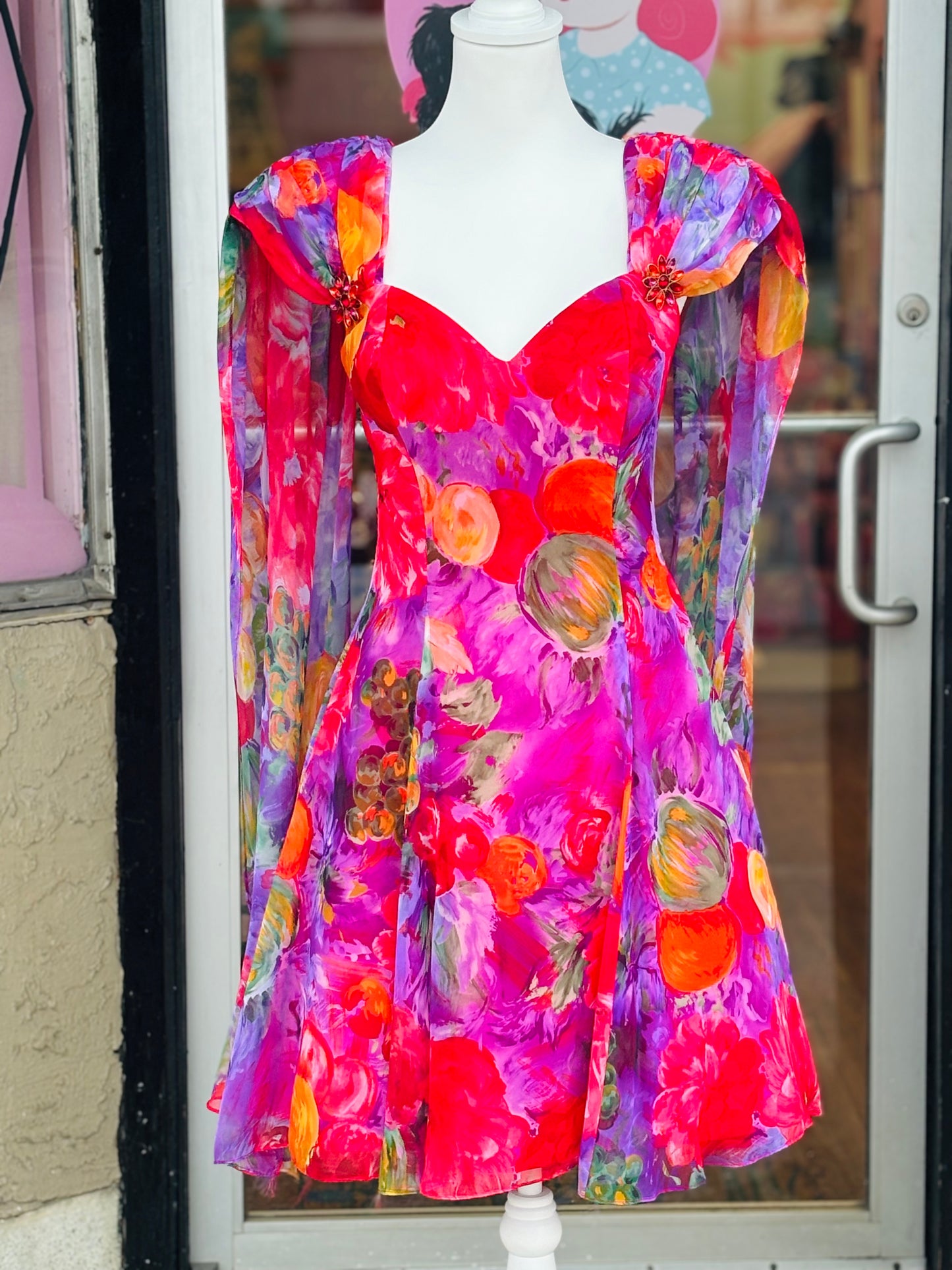 1990's Colorful Designer Tadashi Shoji Dress