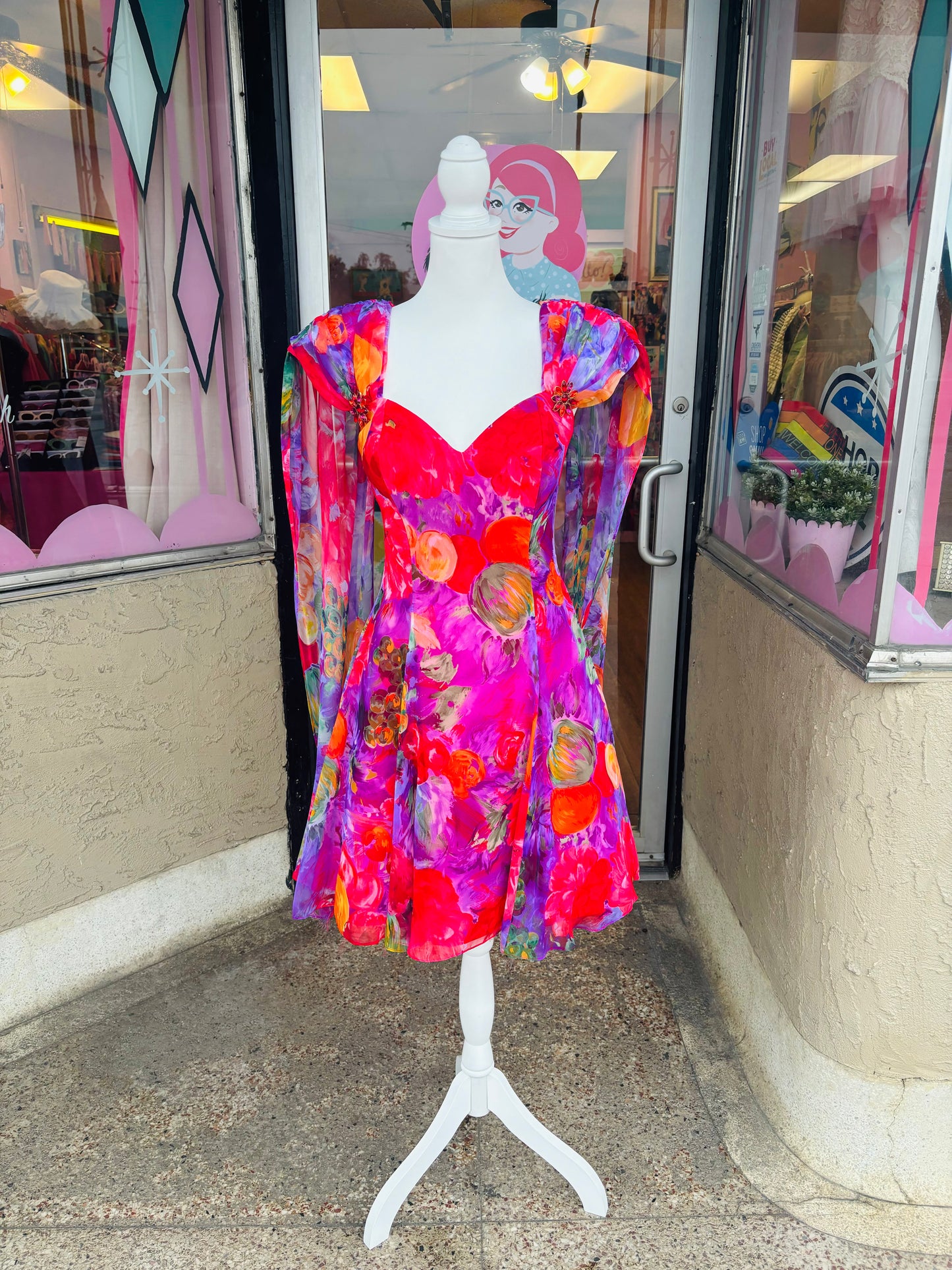 1990's Colorful Designer Tadashi Shoji Dress