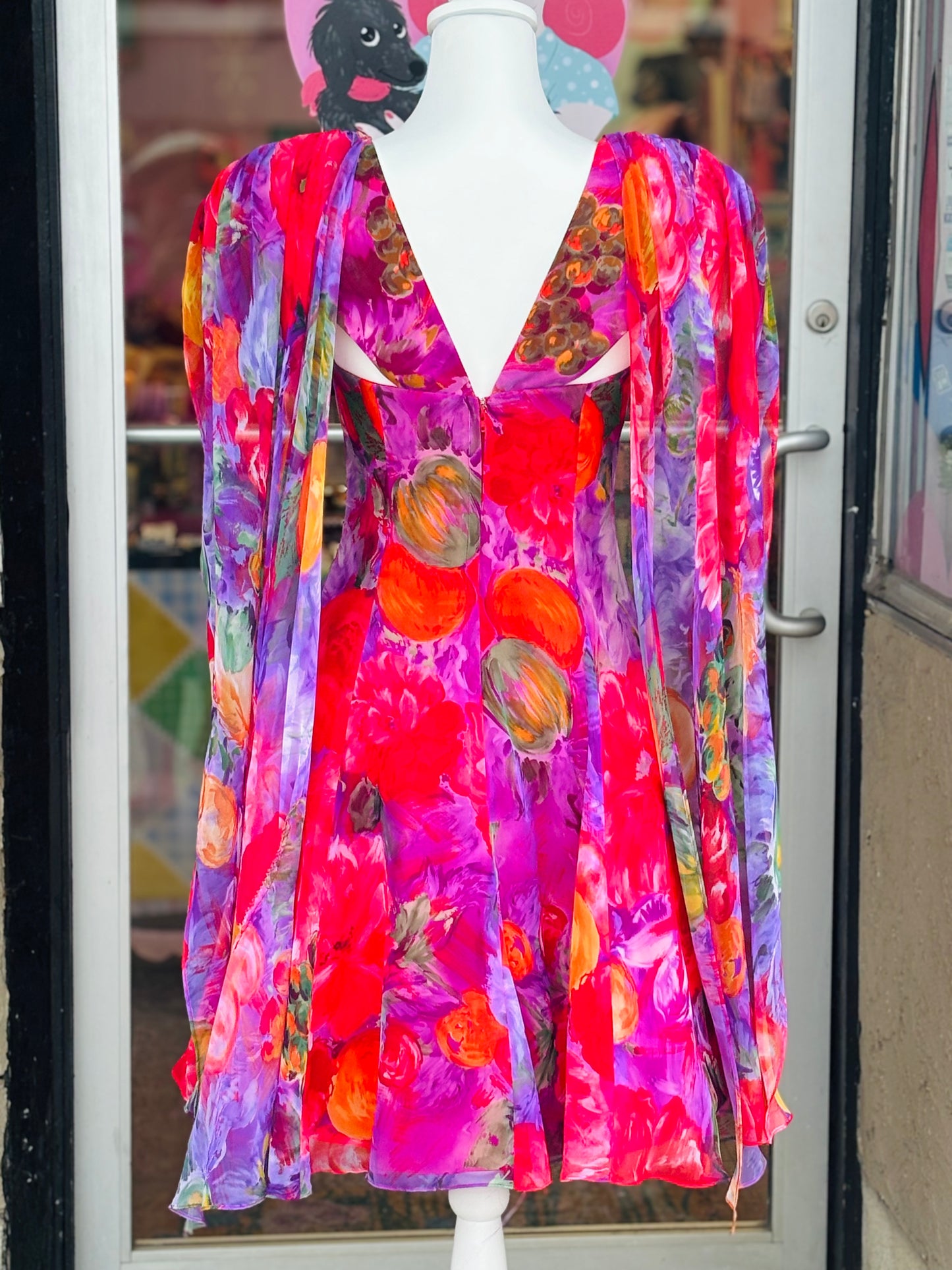 1990's Colorful Designer Tadashi Shoji Dress